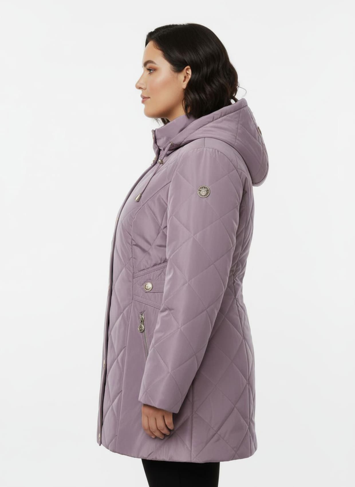 Steppjacke mit knöpfbarer Innentasche - mauve