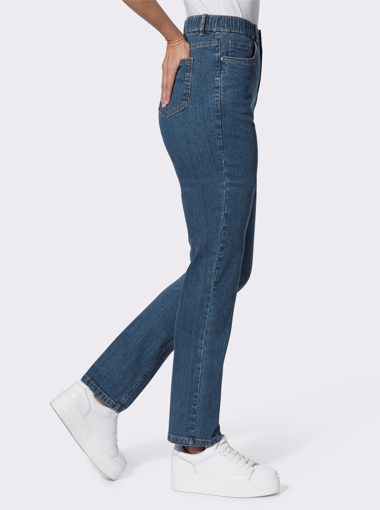 Jeans mit Dehnbund - blue-stone-washed