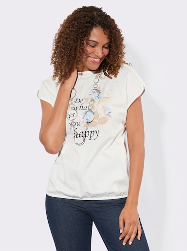 Shirt mit Schriftzug - ecru-marine-bedruckt