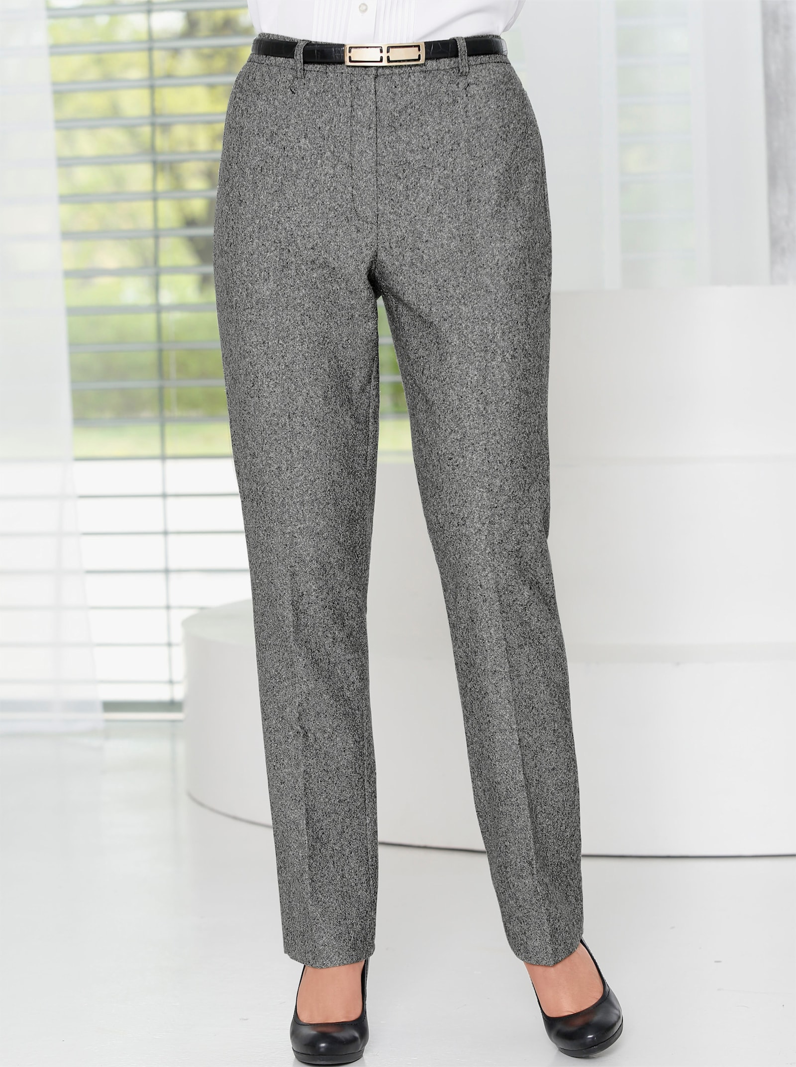 Come on Bügelfaltenhose mit Taillenabnähern - schwarz-weiß Fil a Fil