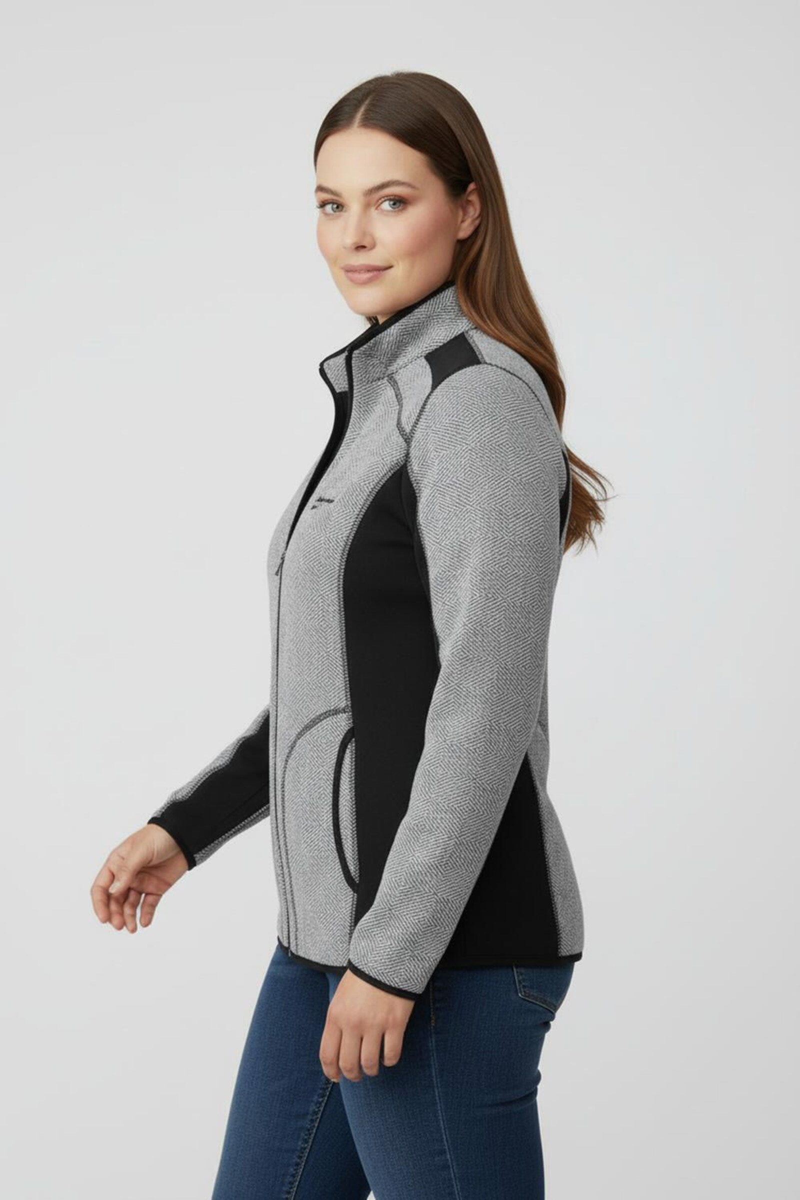 Catamaran Sports Strickfleecejacke mit Kontrasteinsätzen - anthrazit-weiß