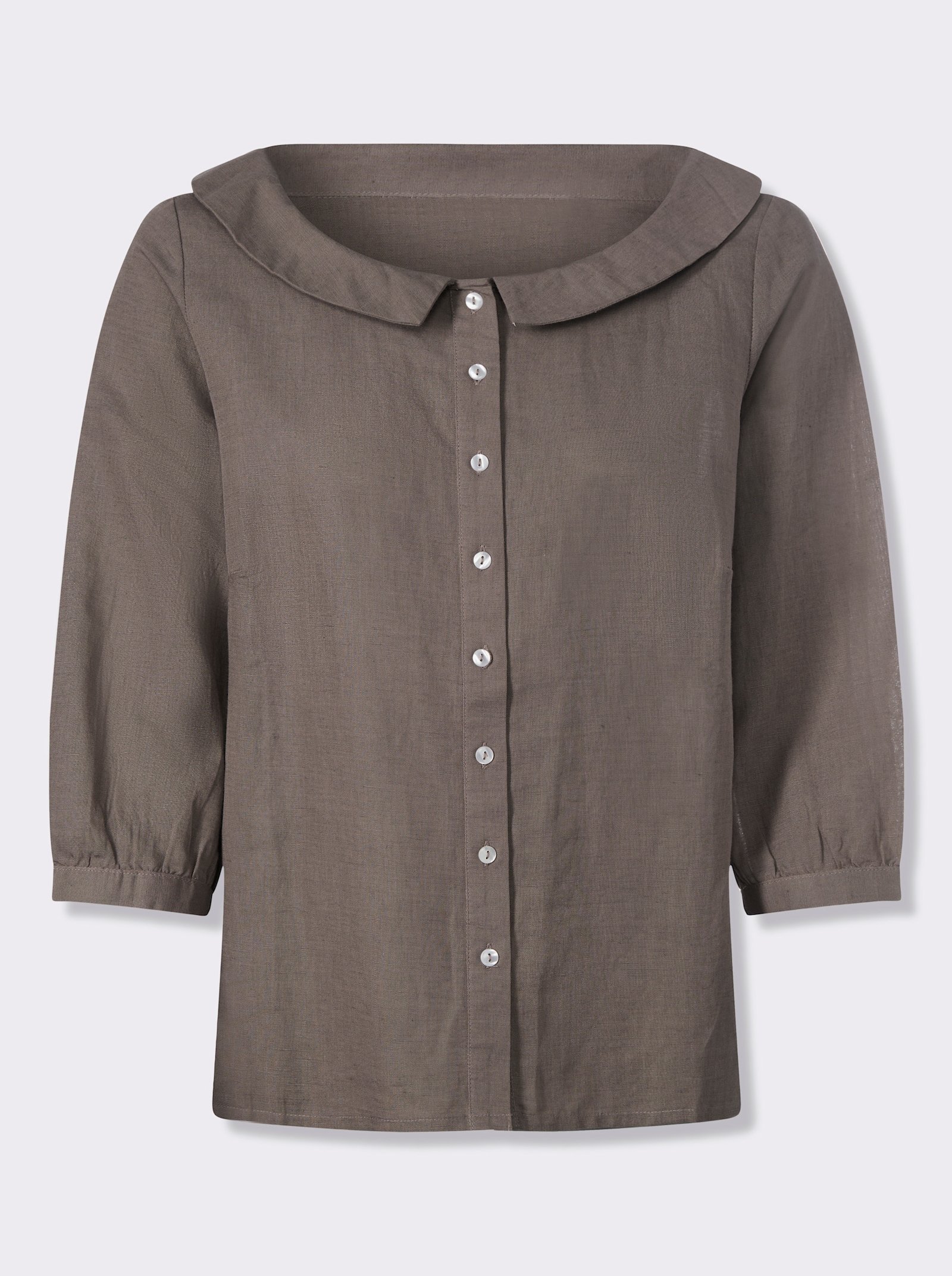 heine Leinenbluse mit Bubi-Kragen - dunkeltaupe
