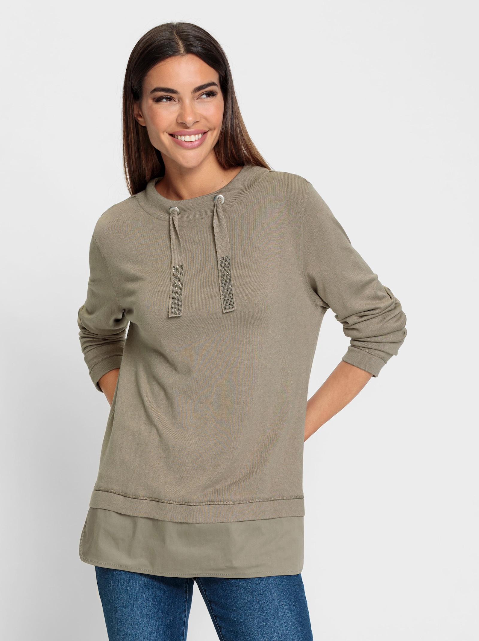 heine 2-in-1-Pullover im Lagenlook - schlamm