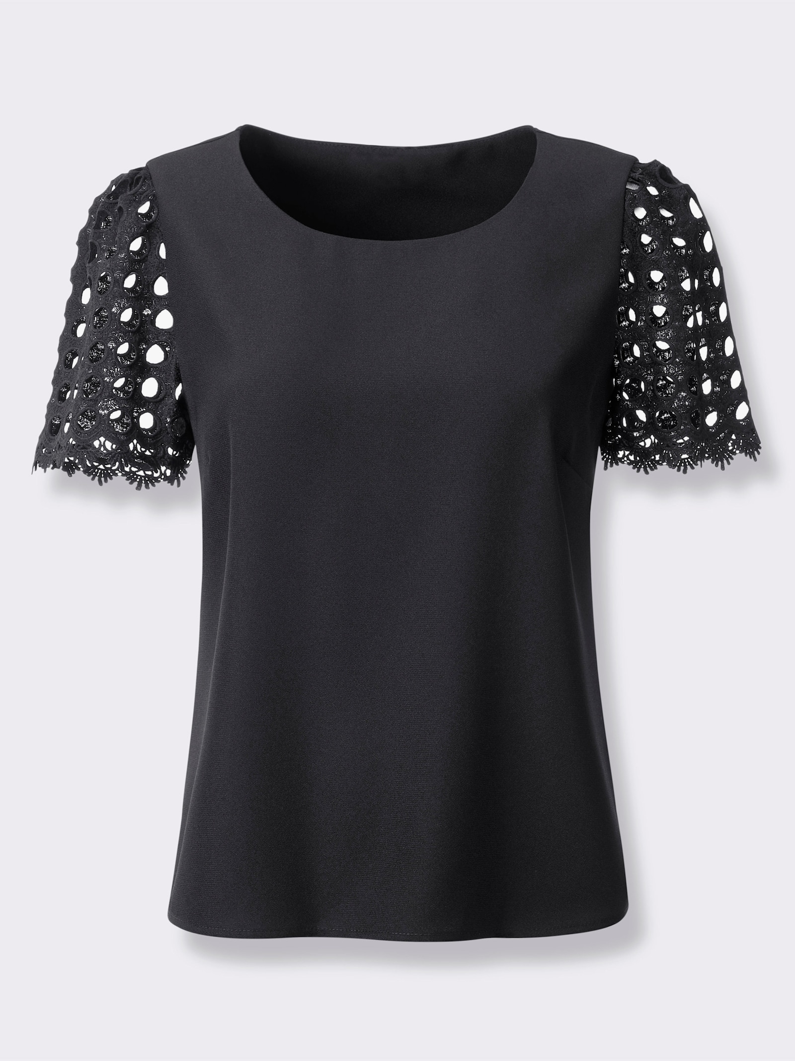heine Schlupfbluse mit Ärmeln aus Spitze - schwarz