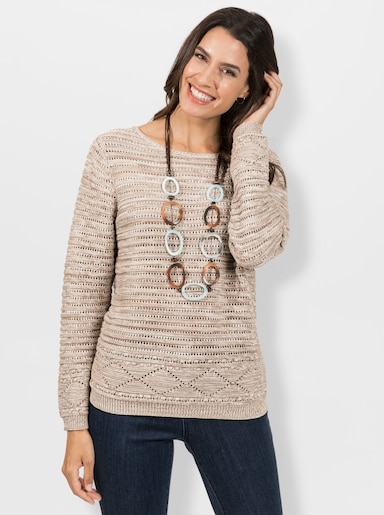 Pullover aus mehrfarbigem Melange-Garn - ecru-sesam-meliert
