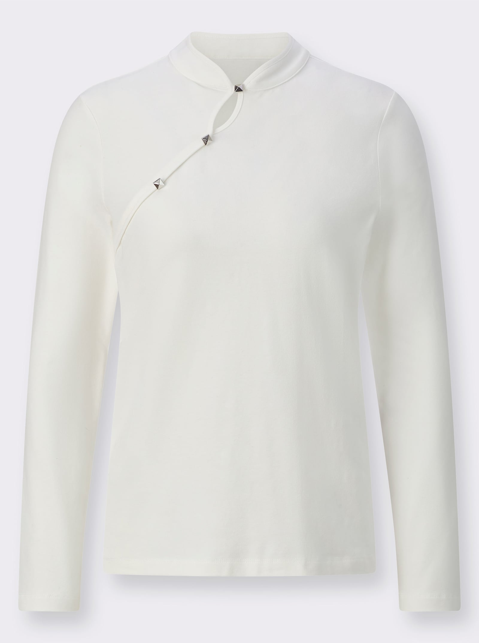 Shirt met lange mouwen en sierknopen - ecru