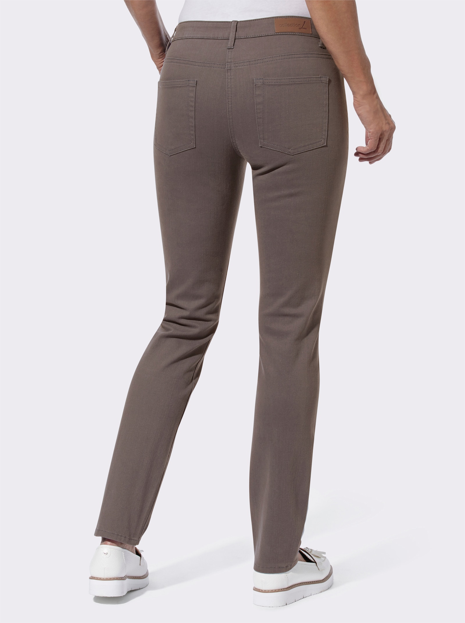 5-pocketjeans van katoenstretch - donkertaupe