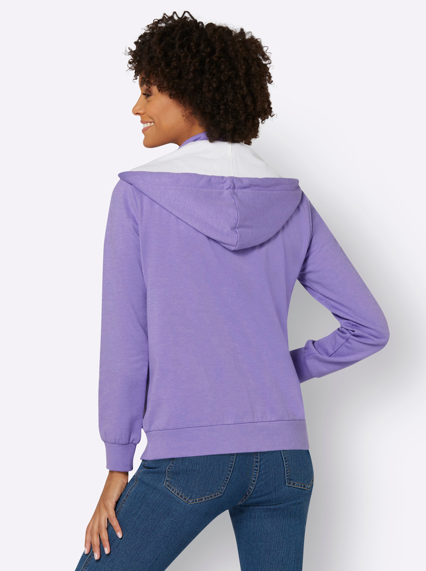 Sweatjacke mit Rippenbündchen in lavendel | Witt Sweatjacke mit Rippenbündchen in lavendel | Witt