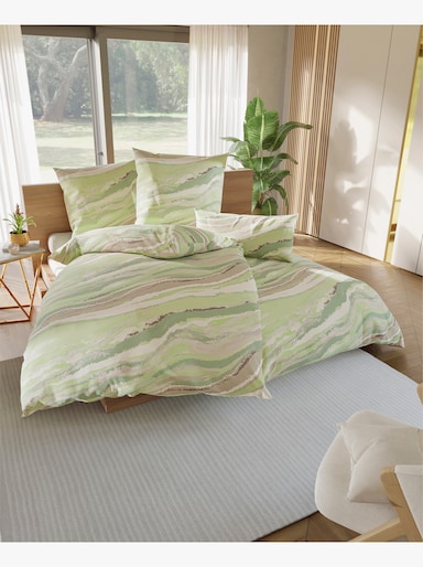 wäschepur Bettwäsche mit Wellendessin - eucalyptus-beige-bedruckt