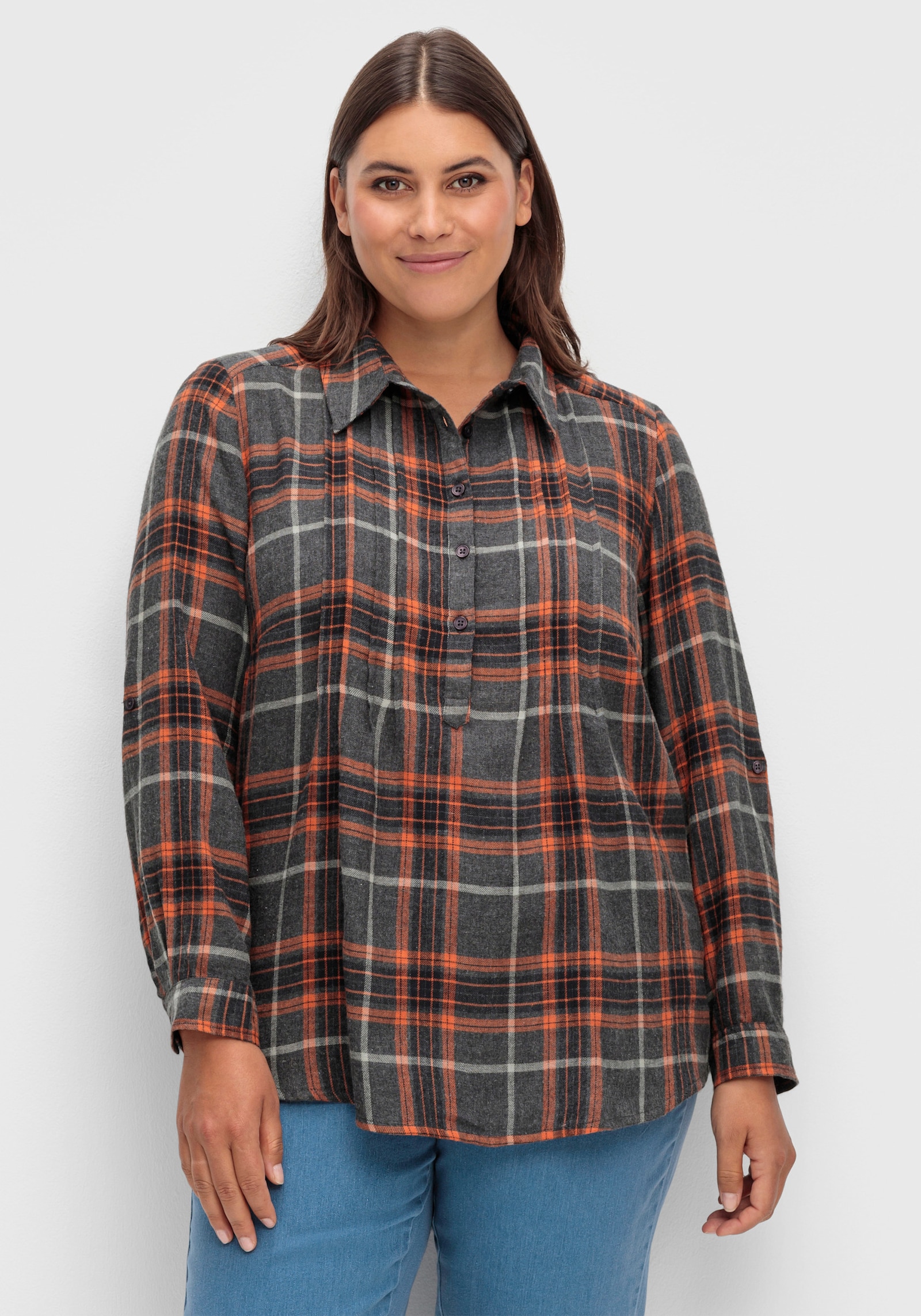 Tunika aus Flanell, kariert - kupferfarben-kariert