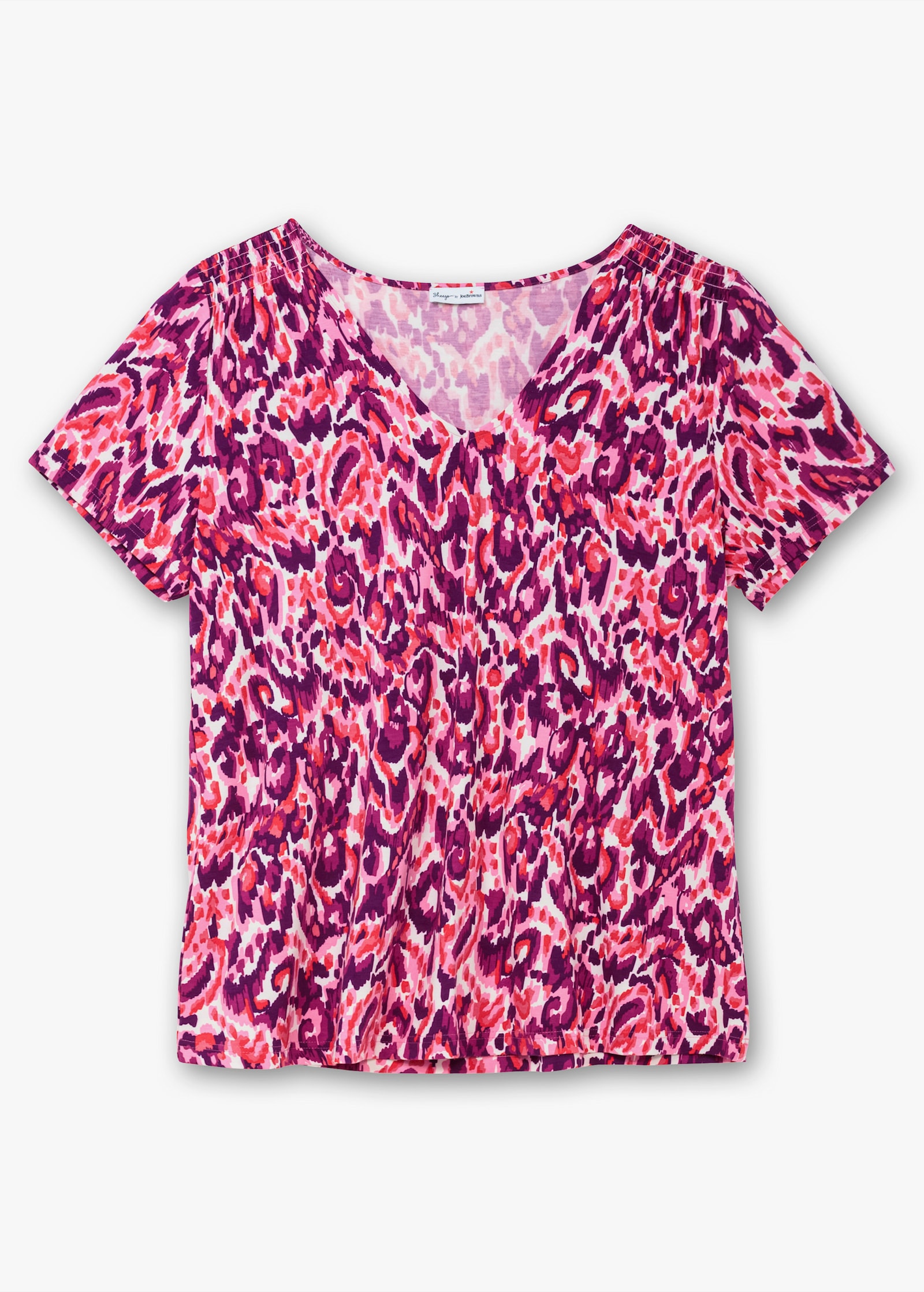 sheego by Joe Browns V-Shirt mit abstraktem Print - pink-gemustert