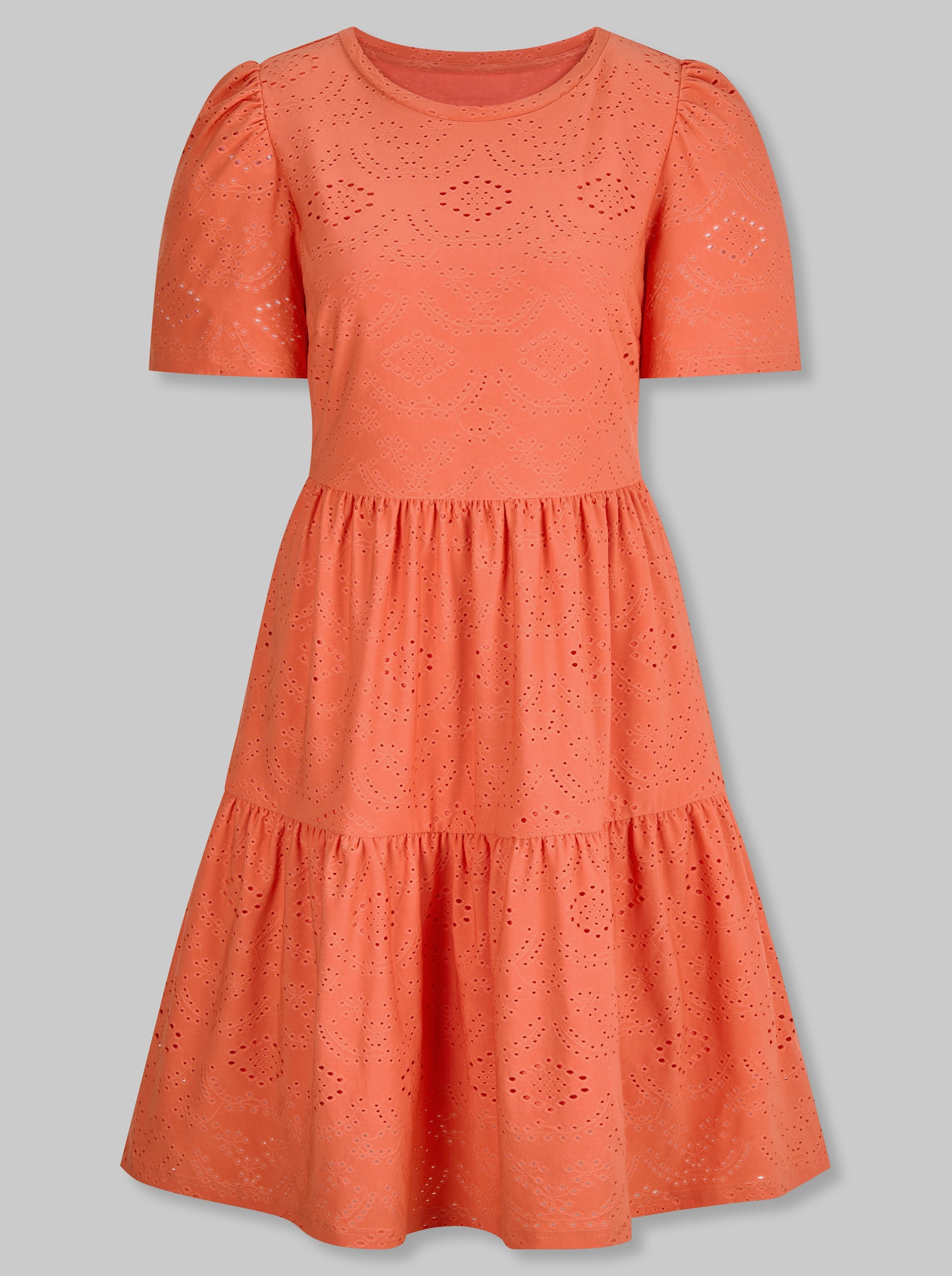 heine Jerseykleid mit Ajourmuster - orange