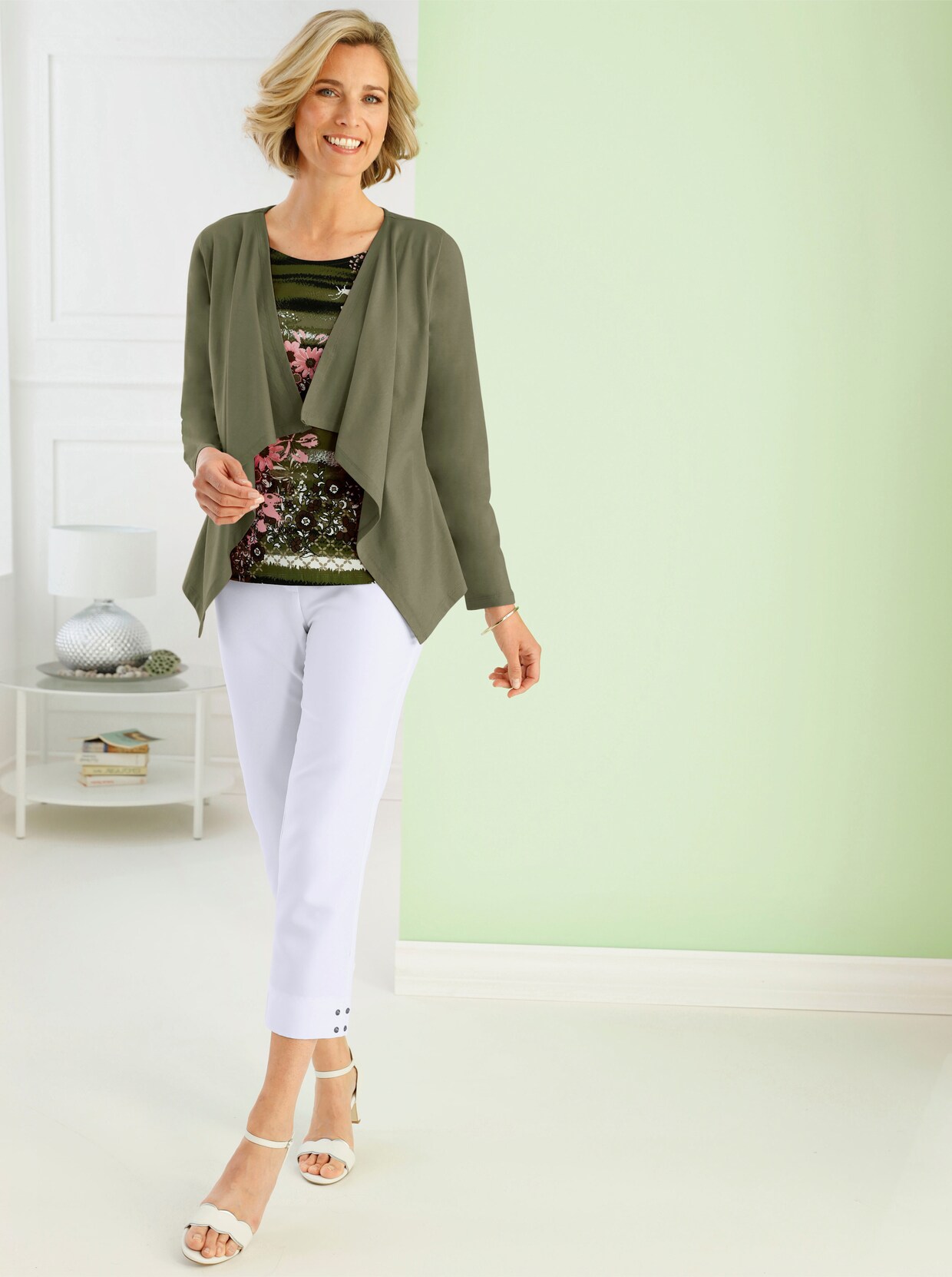 2-in-1-shirt met lange mouwen - kaki