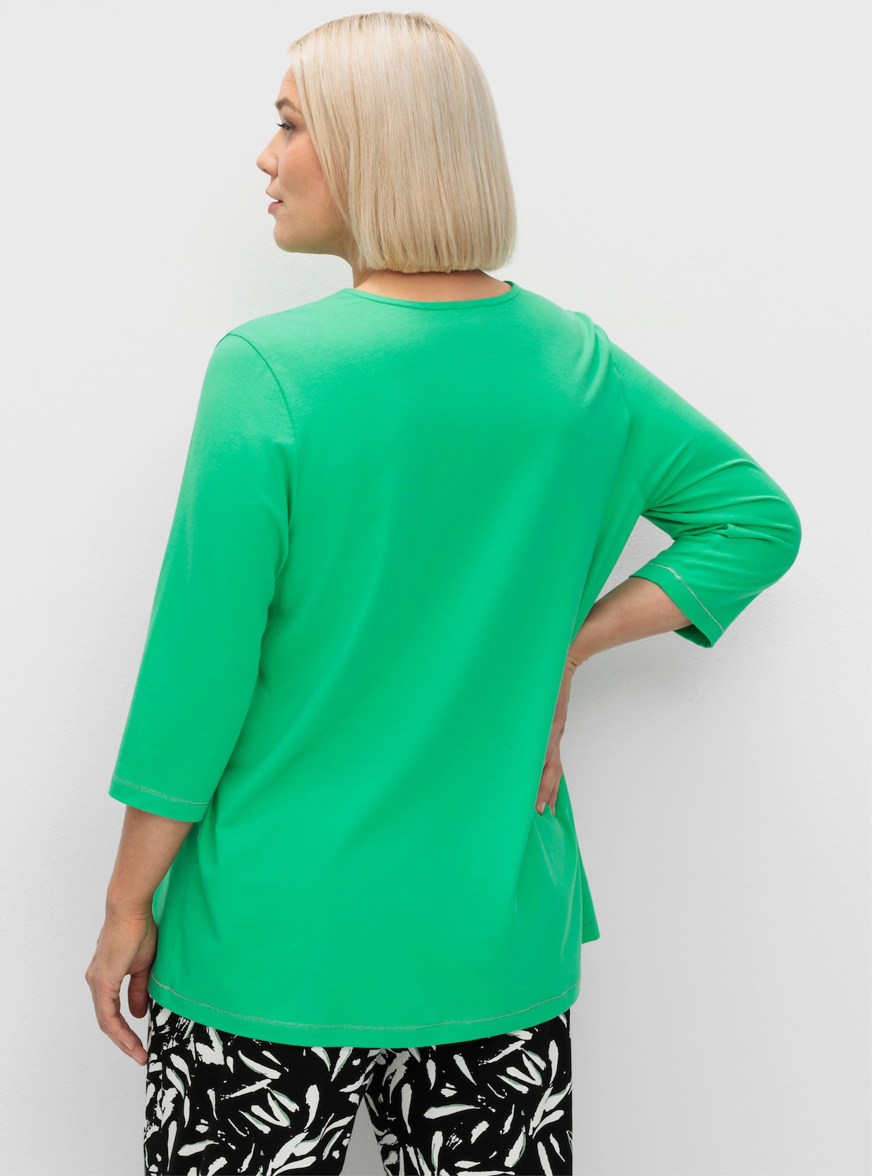sheego Shirt met 3/4-mouw - grasgroen