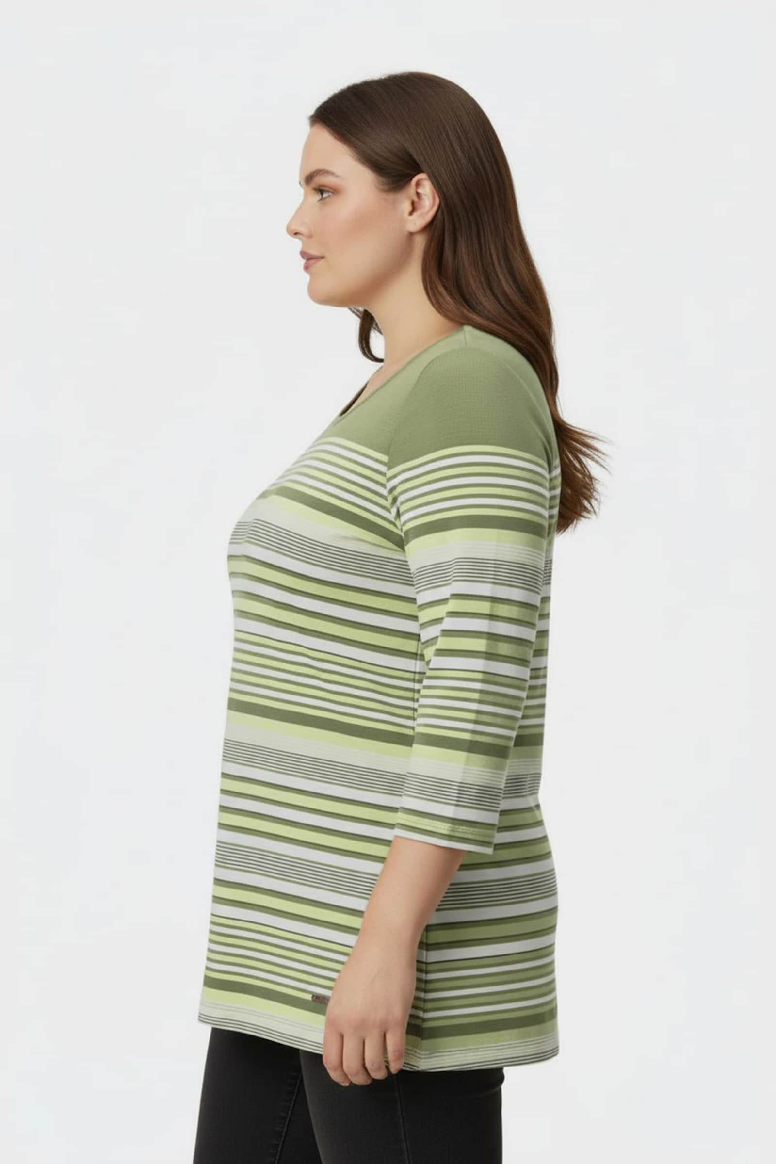 Ringelshirt mit 3/4-Ärmeln - schilf-ecru-geringelt