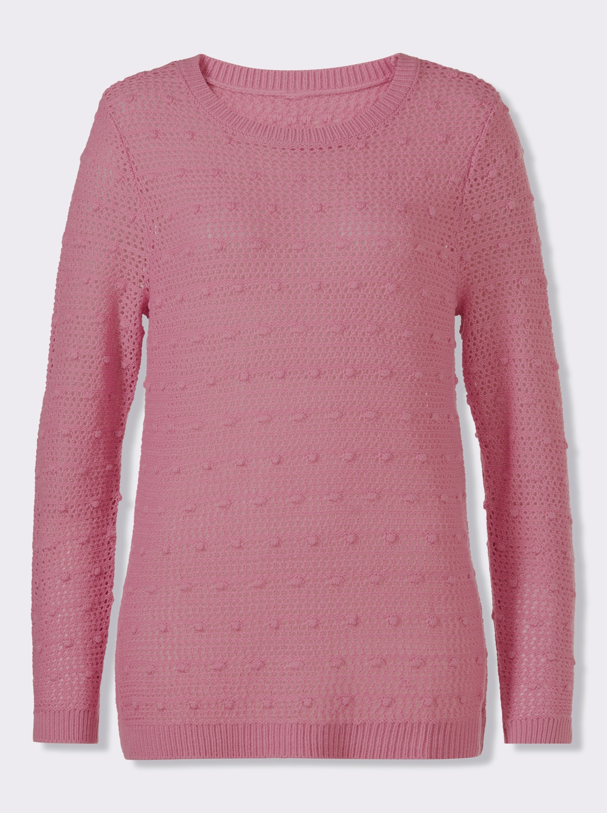 Ajourpullover mit eingestrickten Punkten - altrosa