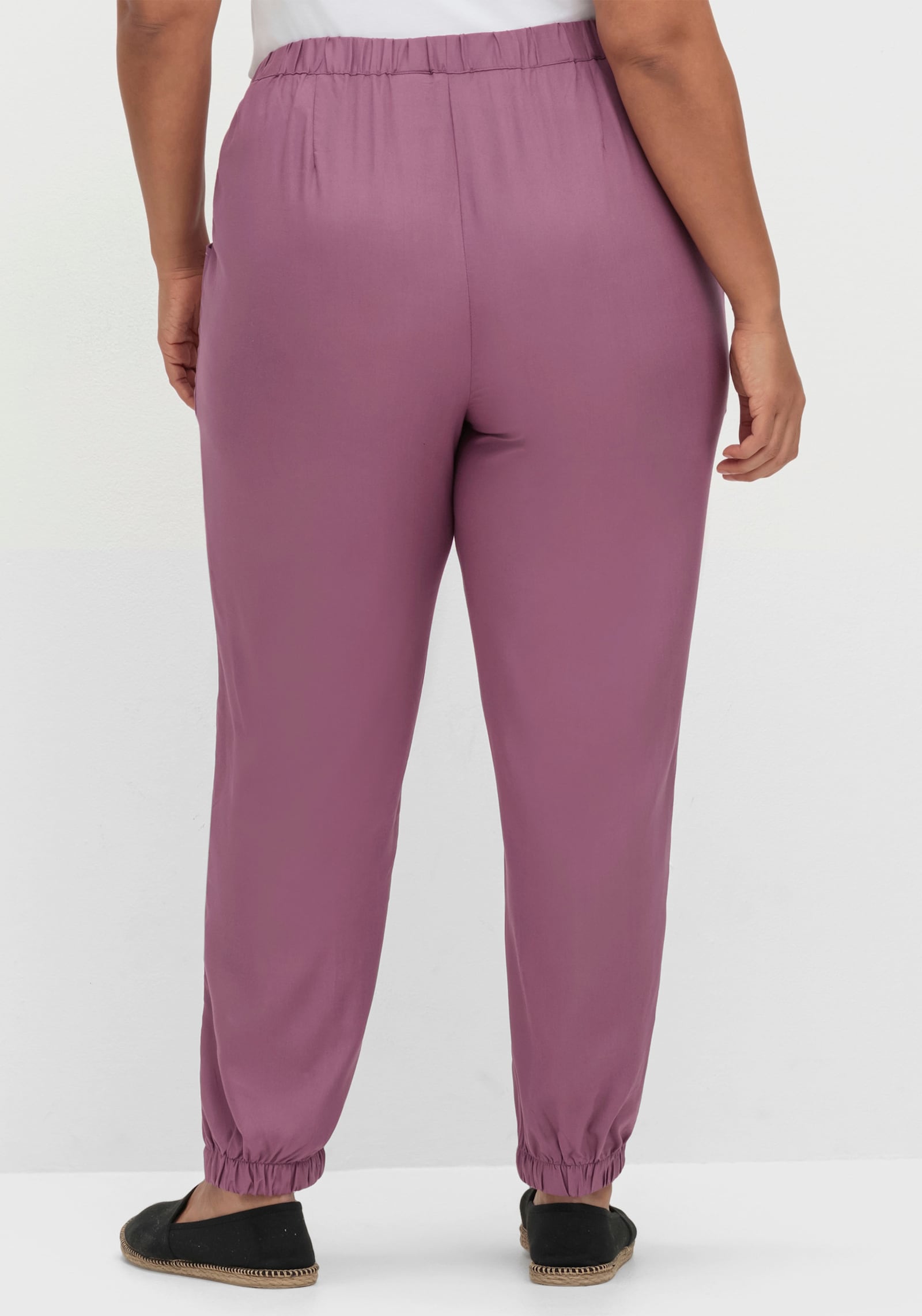 Haremshose mit Bündchen am Saum - violett