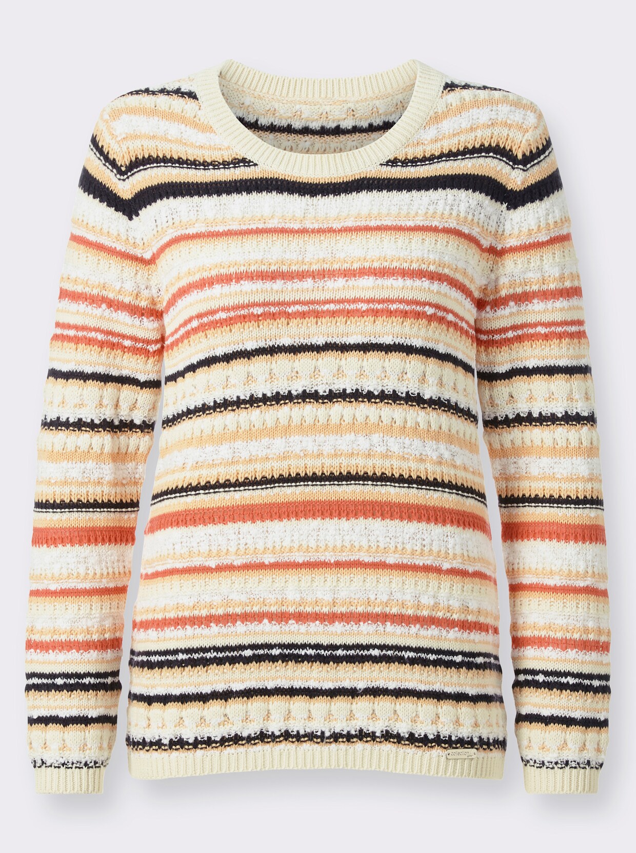 Pull à rayures - pamplemousse-blanc à rayures
