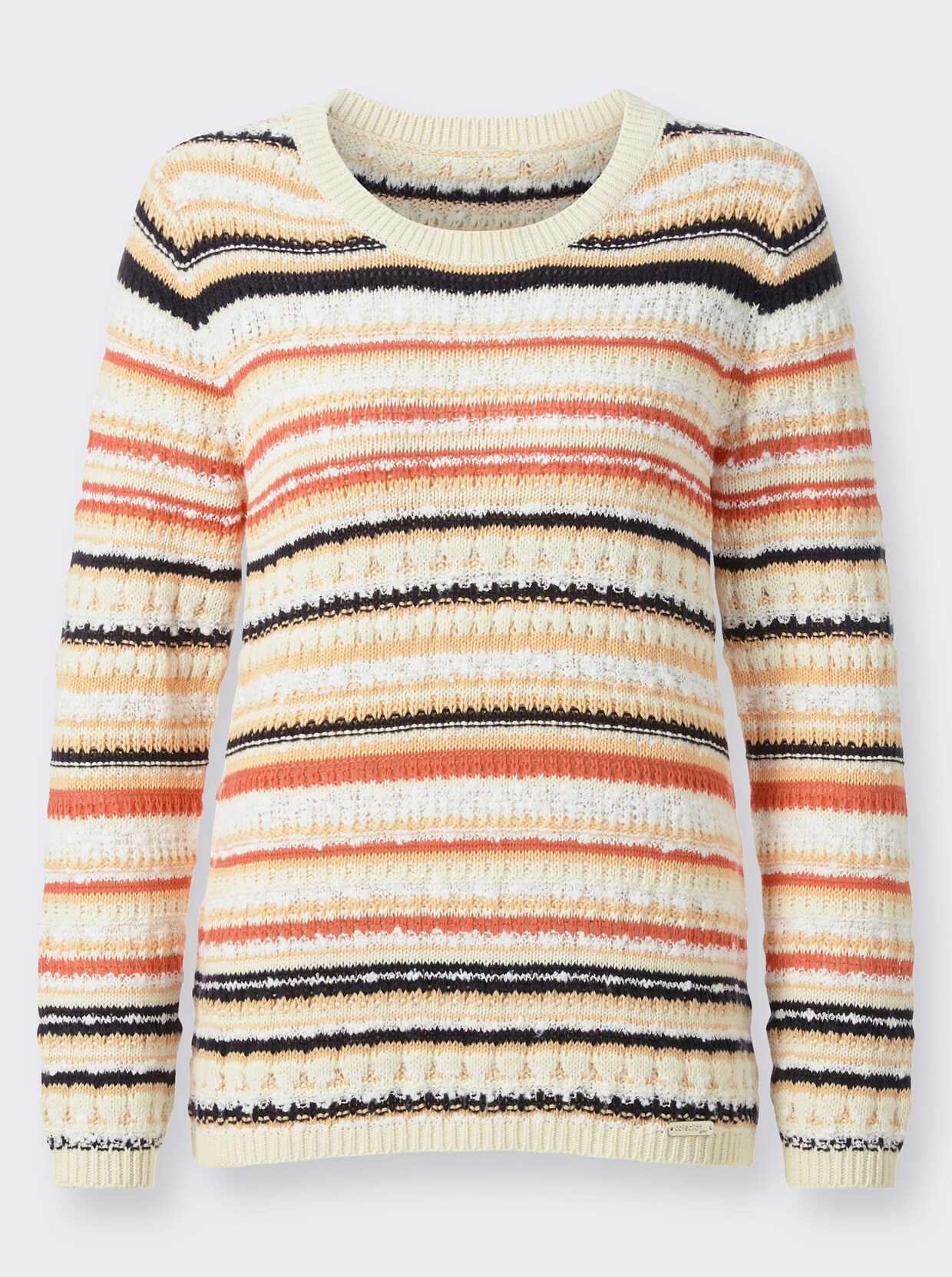 Gestreepte pullover - grapefruit/wit gestreept