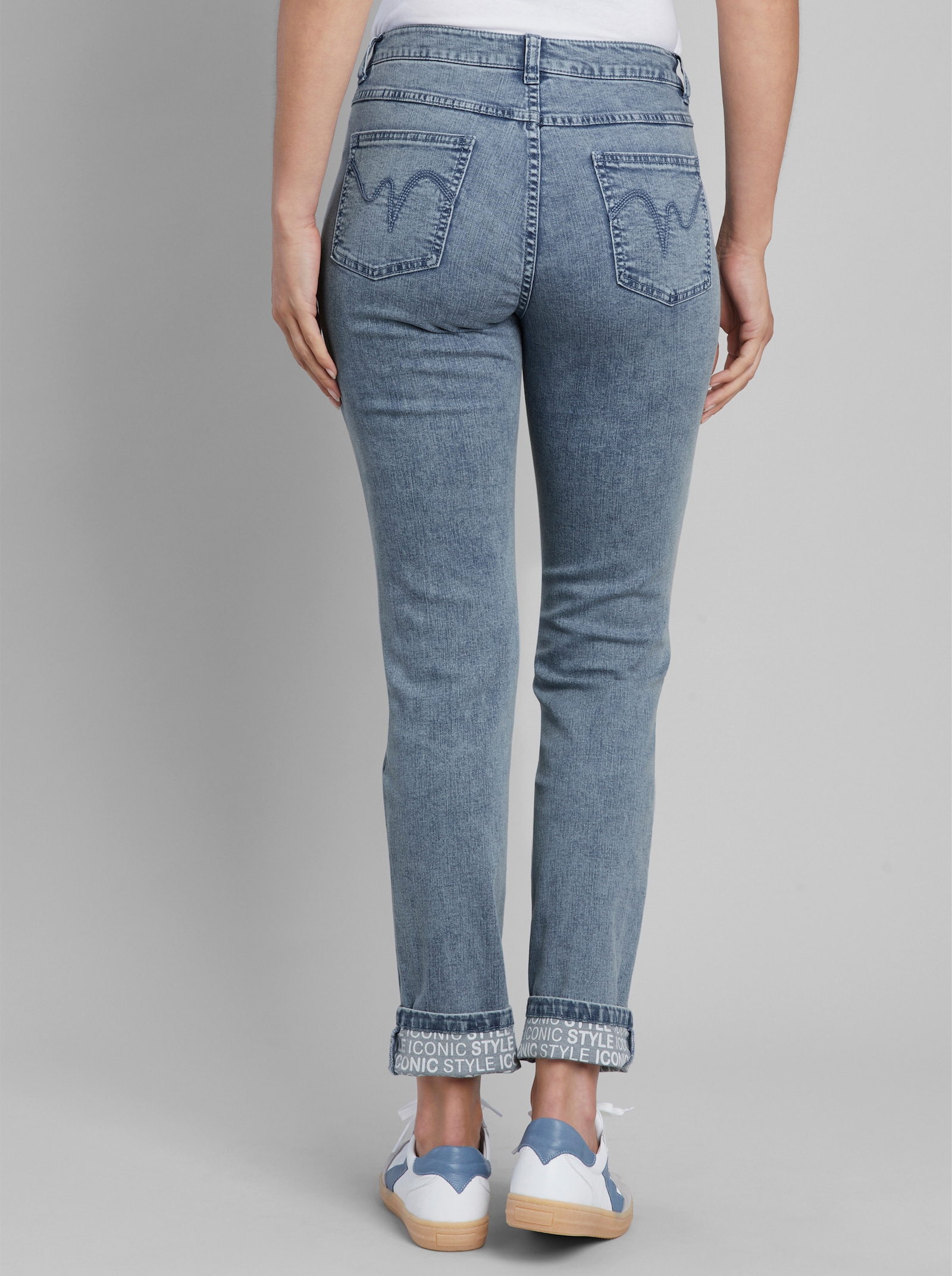 heine 5-pocketjeans met opschrift - blue-bleached