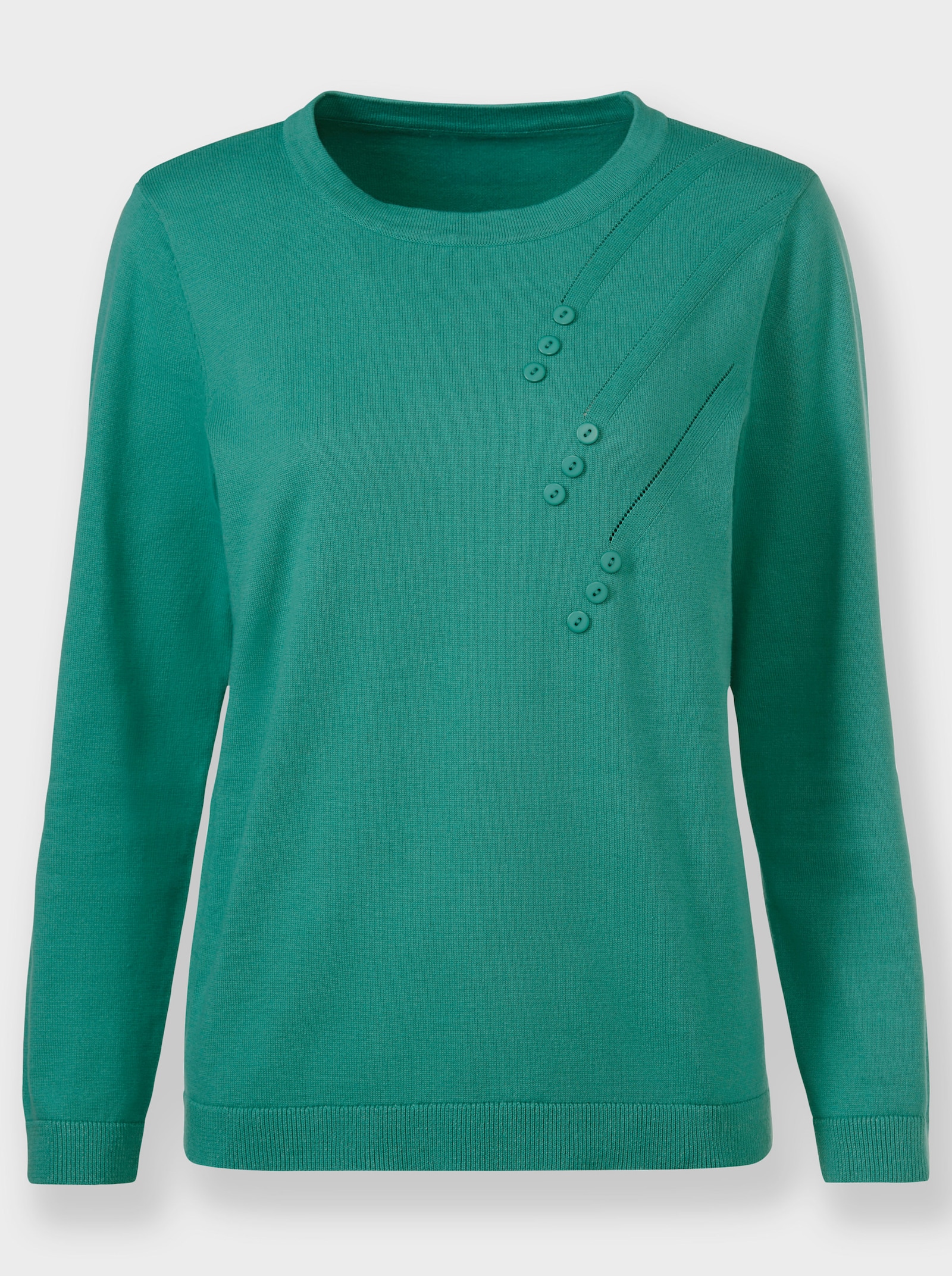 Baumwollpullover mit Strickmuster - smaragd