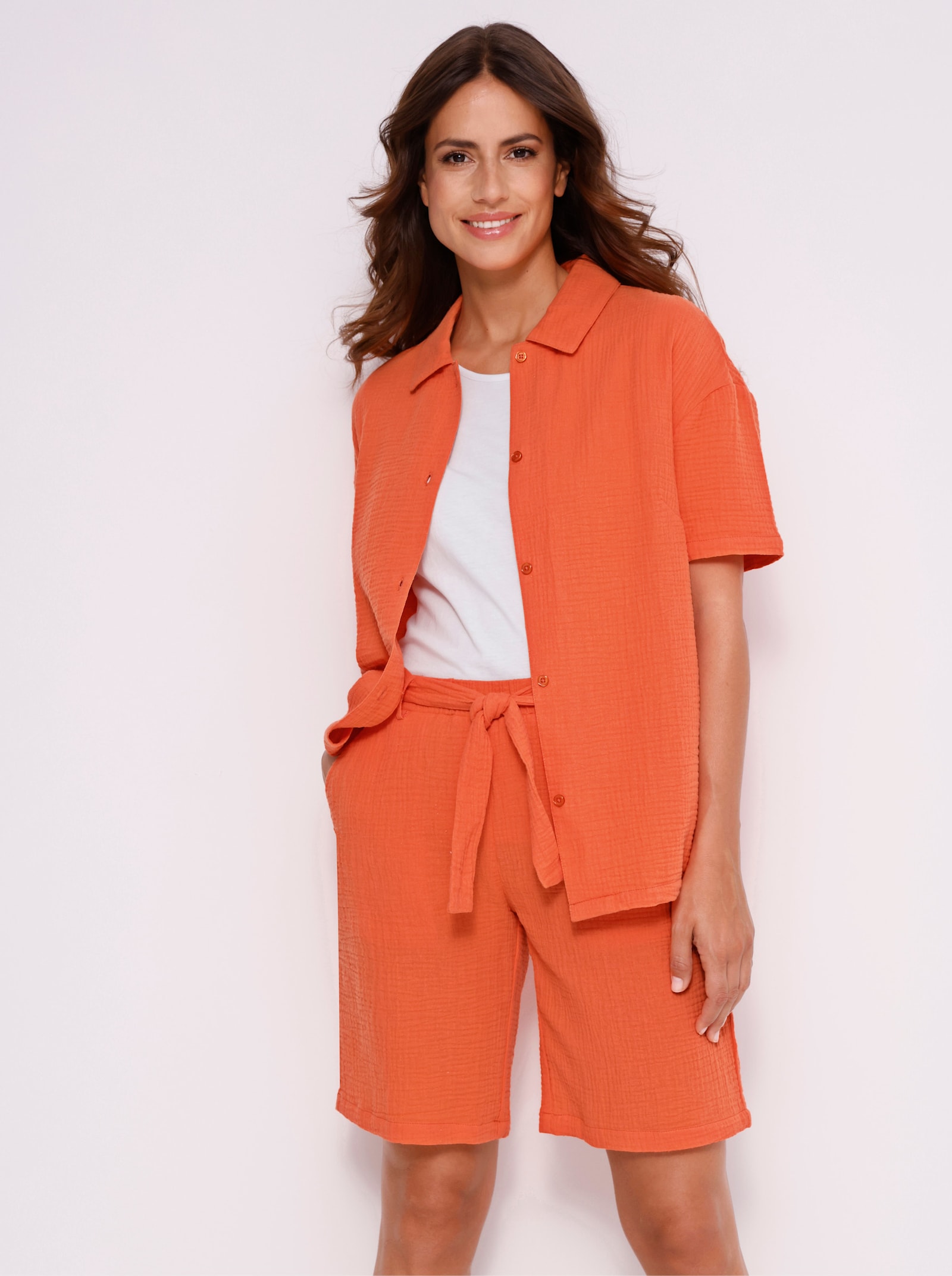 Strandbroek van mousseline - oranje