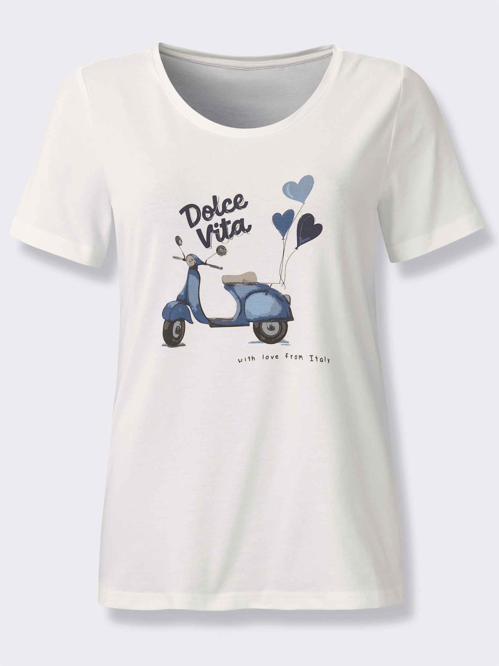 heine Kurzarmshirt mit Schriftzug - ecru