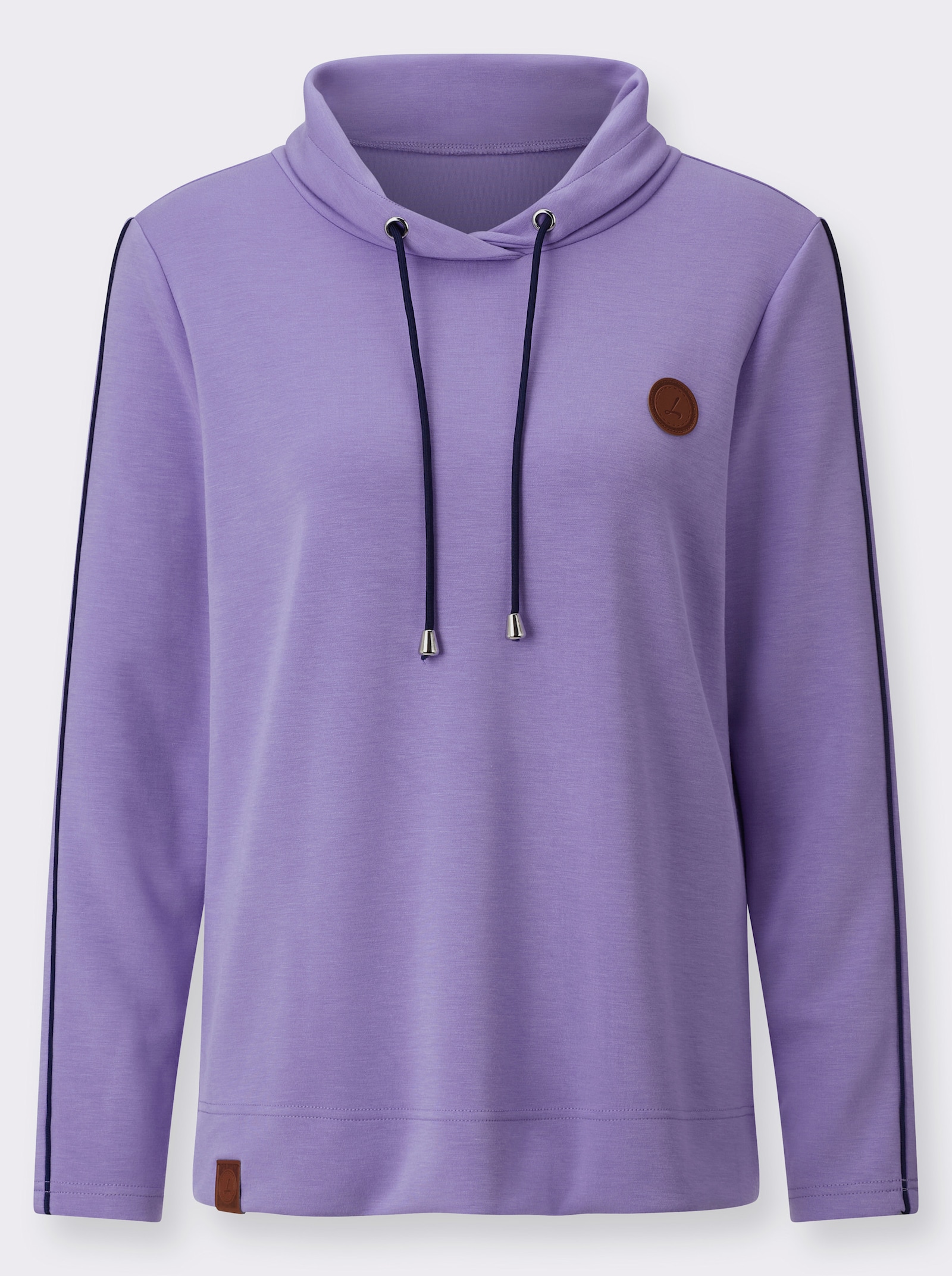 Rollkragenshirt mit Kontrast-Paspeln - lavendel