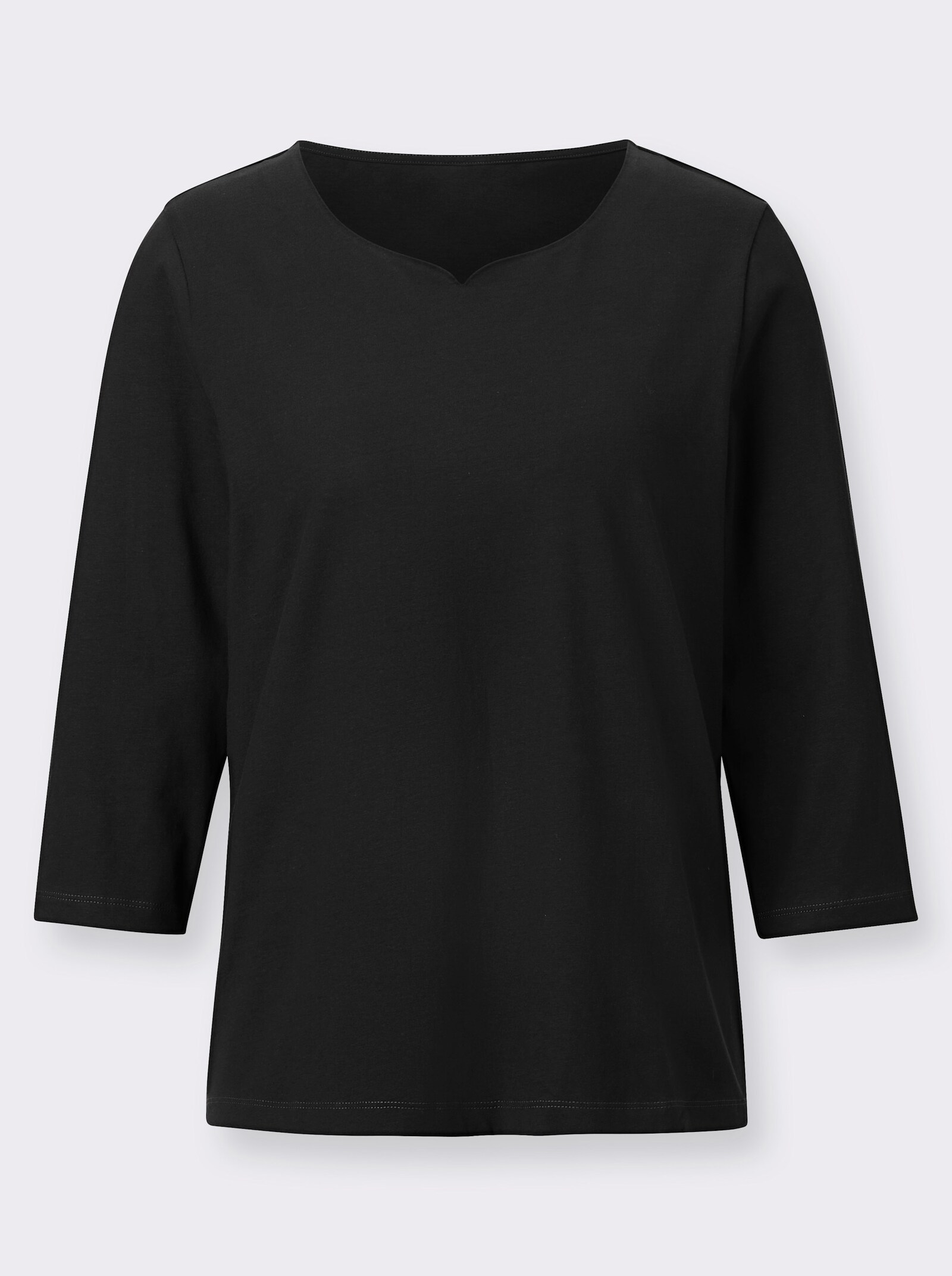 Shirt met 3/4-mouwen en hartvormige hals - zwart