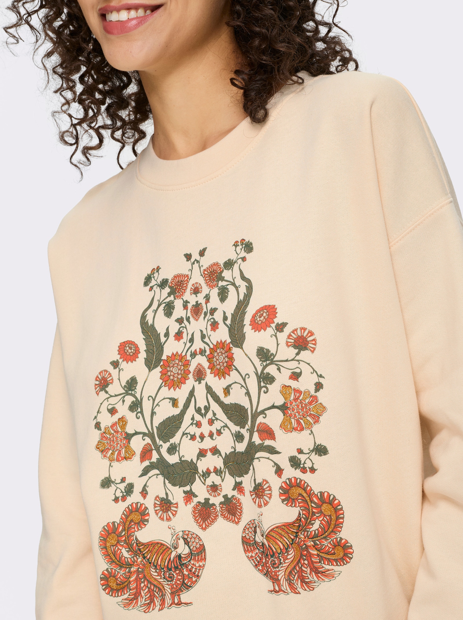 heine Sweatshirt mit Blütendruck - champagner