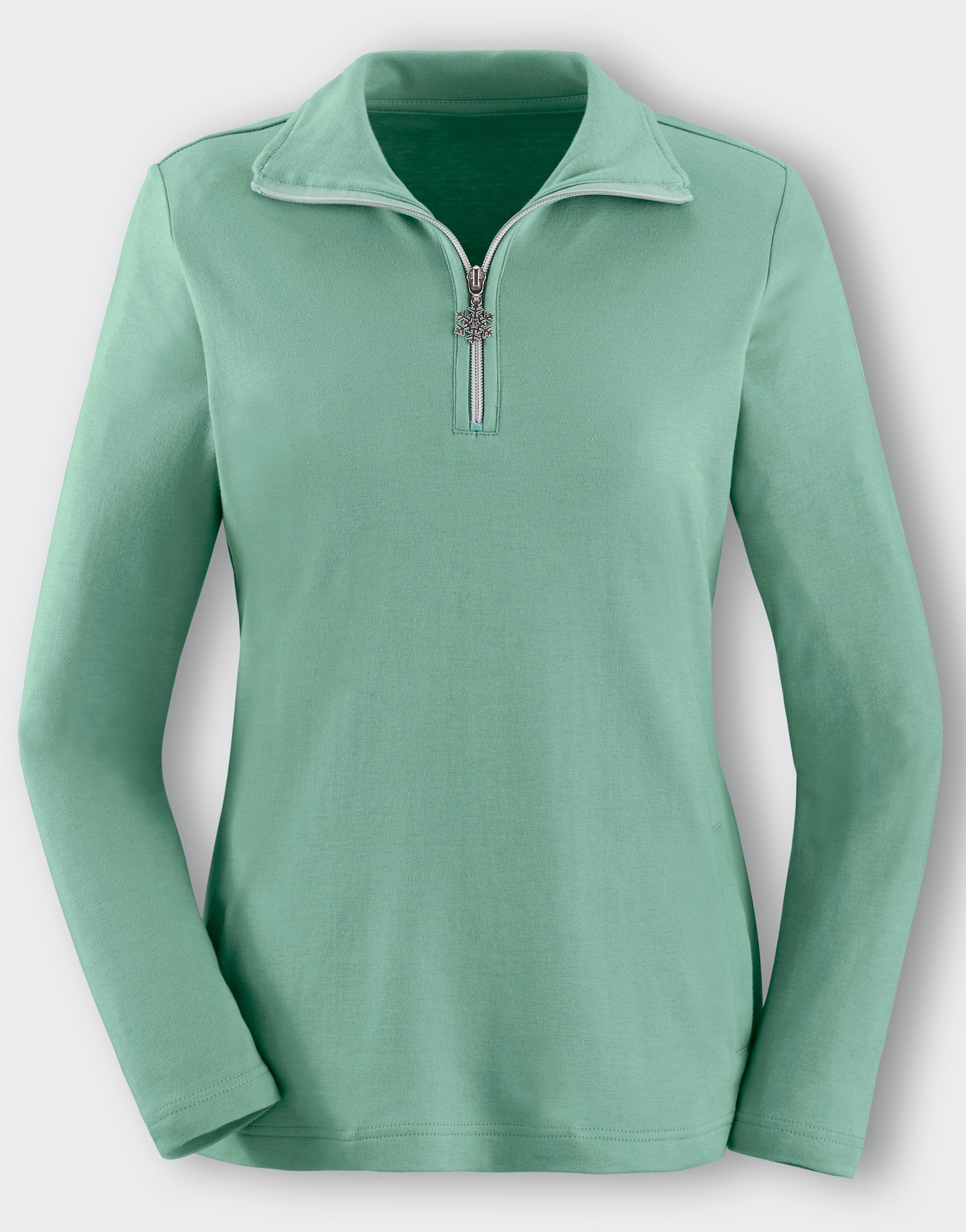 Langarmshirt mit Schneeflocken-Anhänger - hellgrün