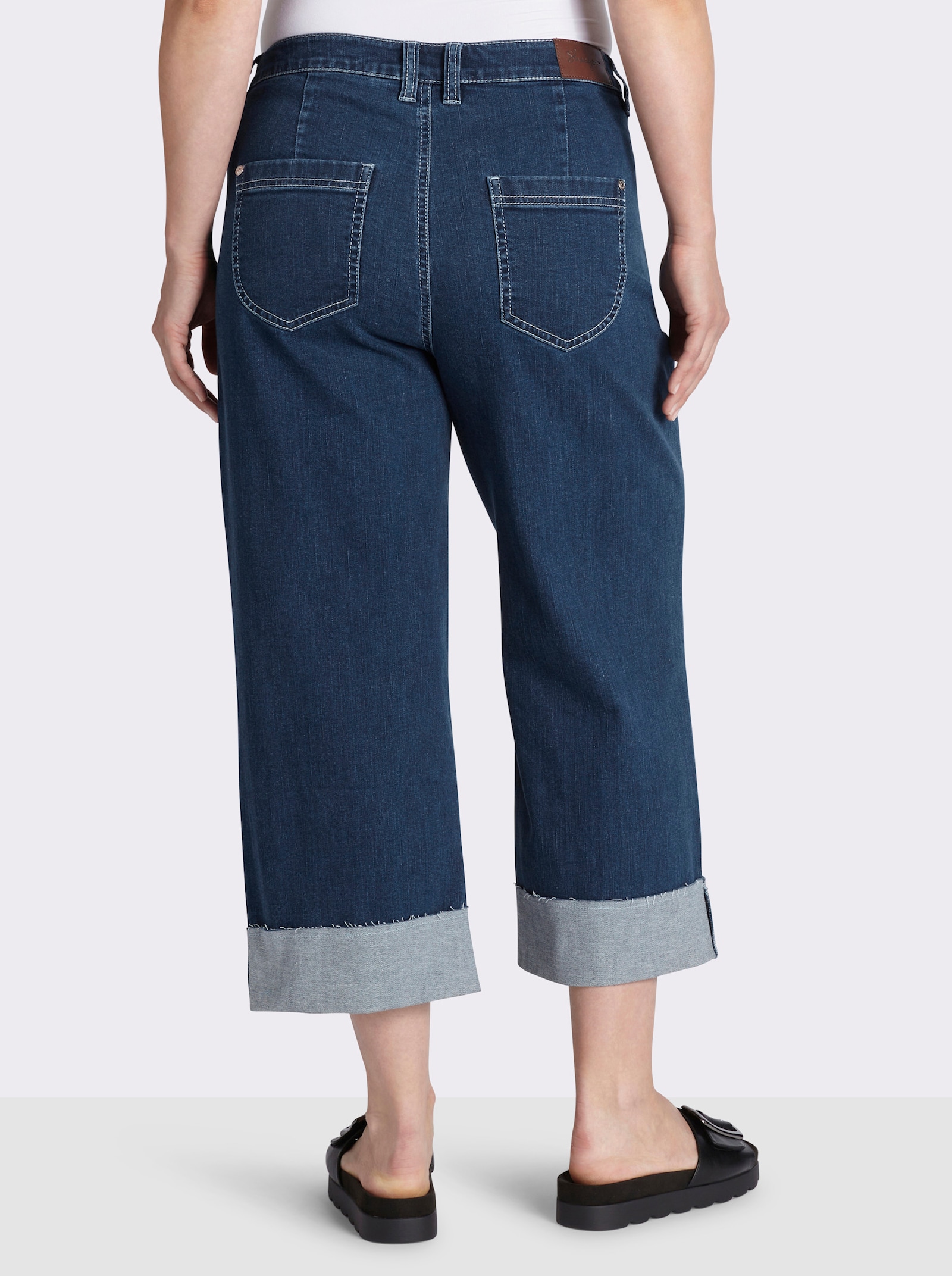 sheego 7/8-Jeans mit breitem Saum-Umschlag - blue-stone-washed