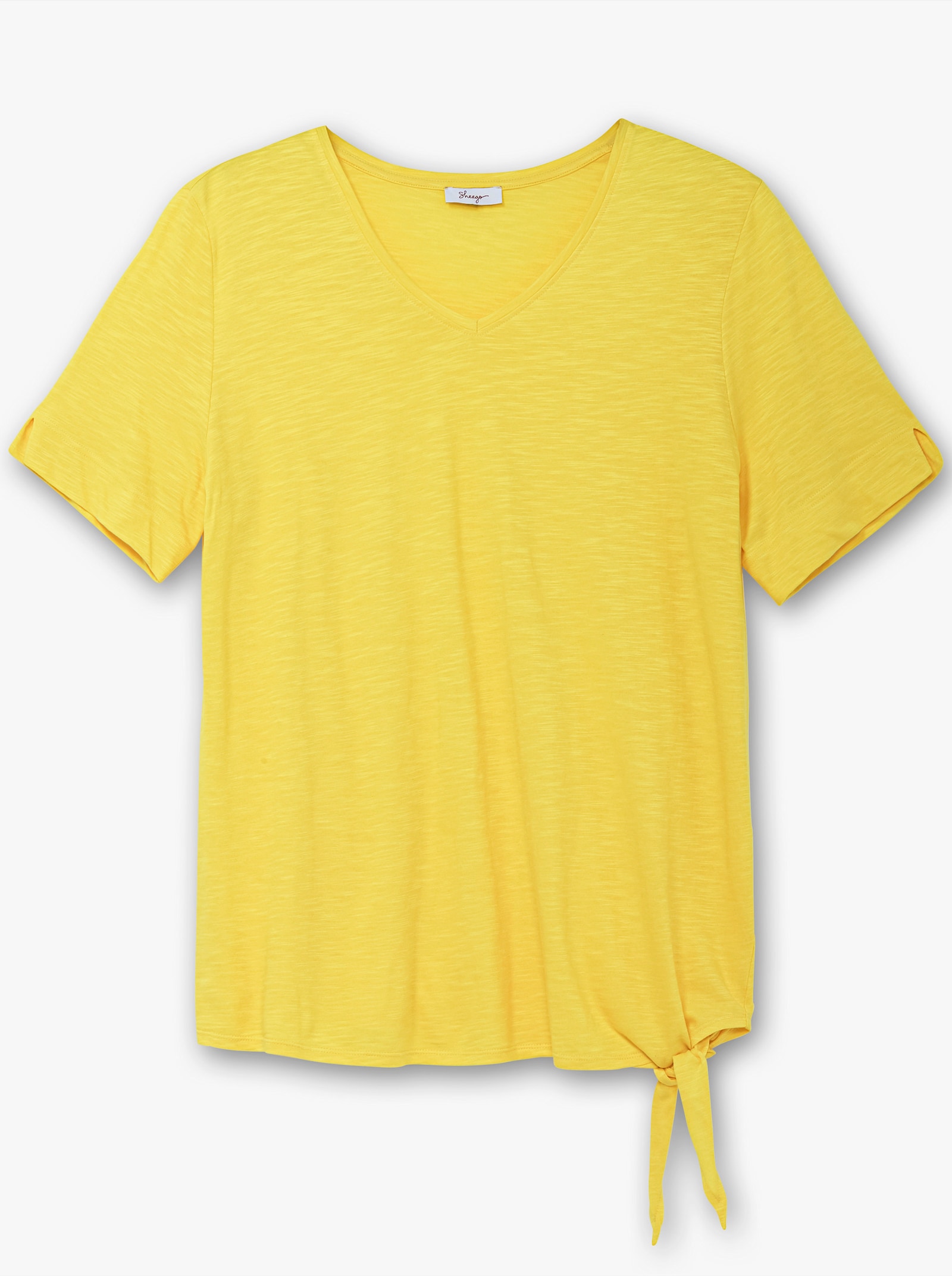 sheego Kurzarmshirt aus Flammgarn-Jersey - sonnengelb