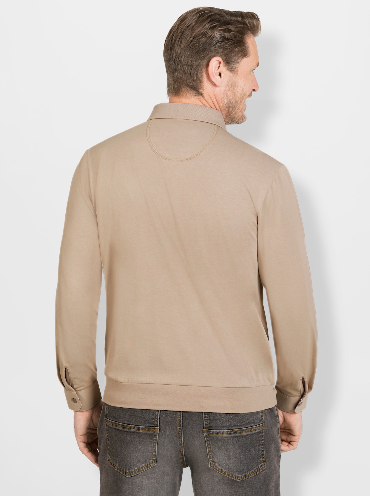 Hajo Poloshirt met lange mouwen - sesam