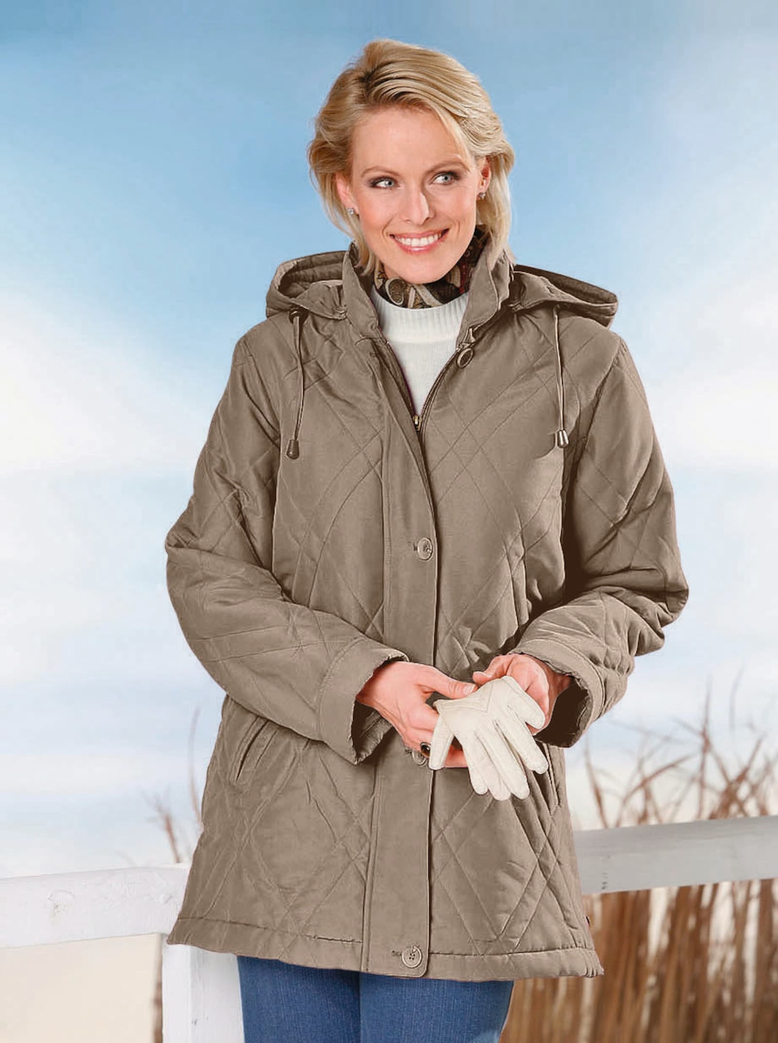 Outdoorjacke wind- und wasserabweisend - taupe