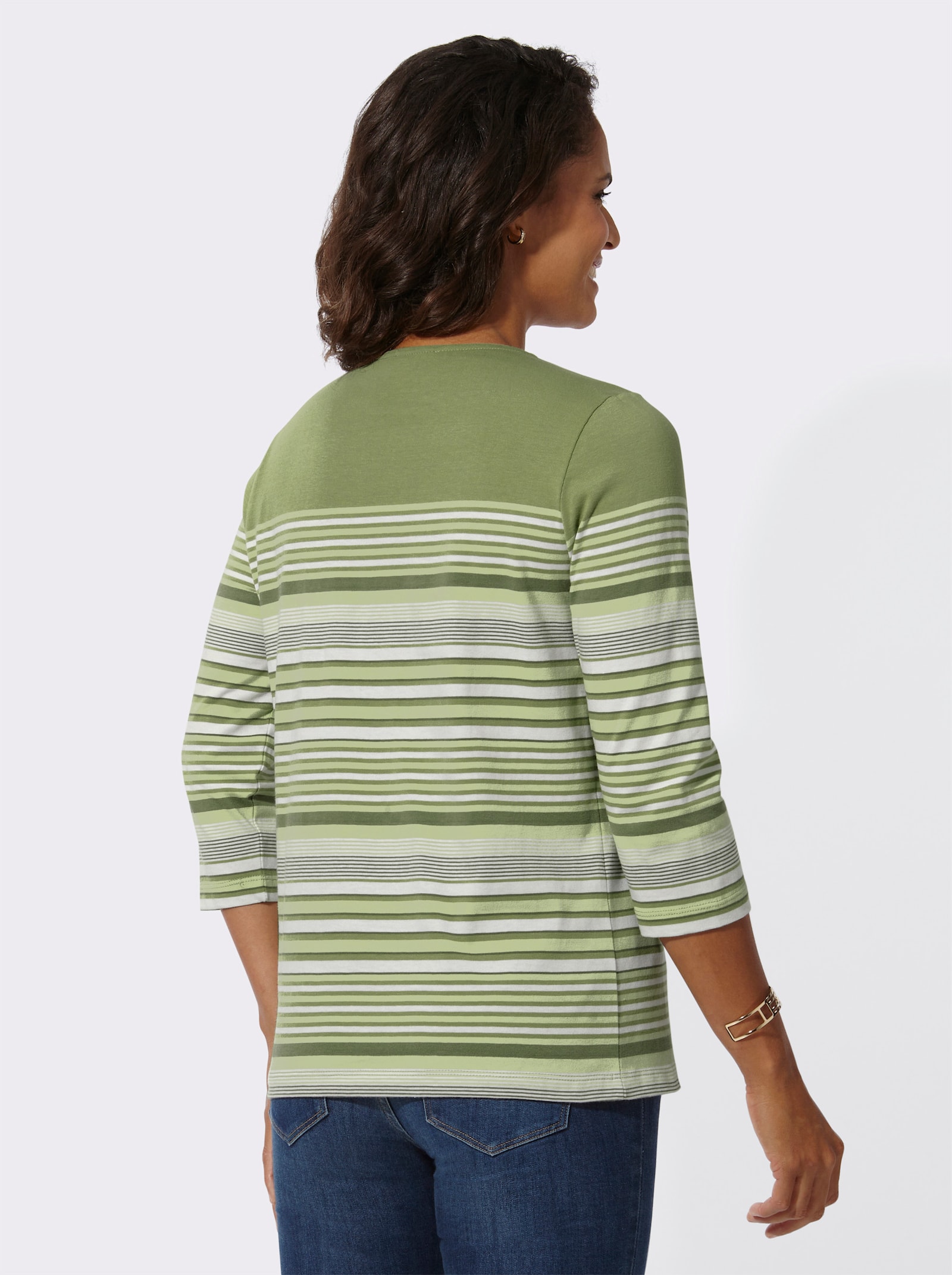 Ringelshirt mit 3/4-Ärmeln - schilf-ecru-geringelt