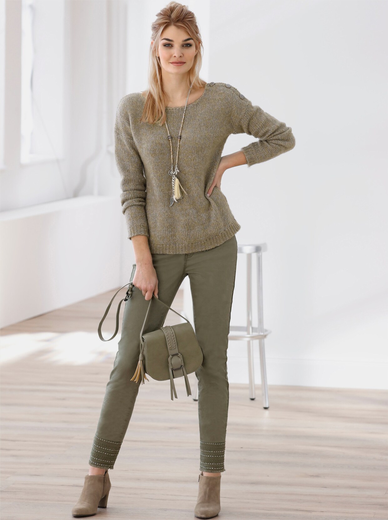 heine Pullover - khaki-meliert