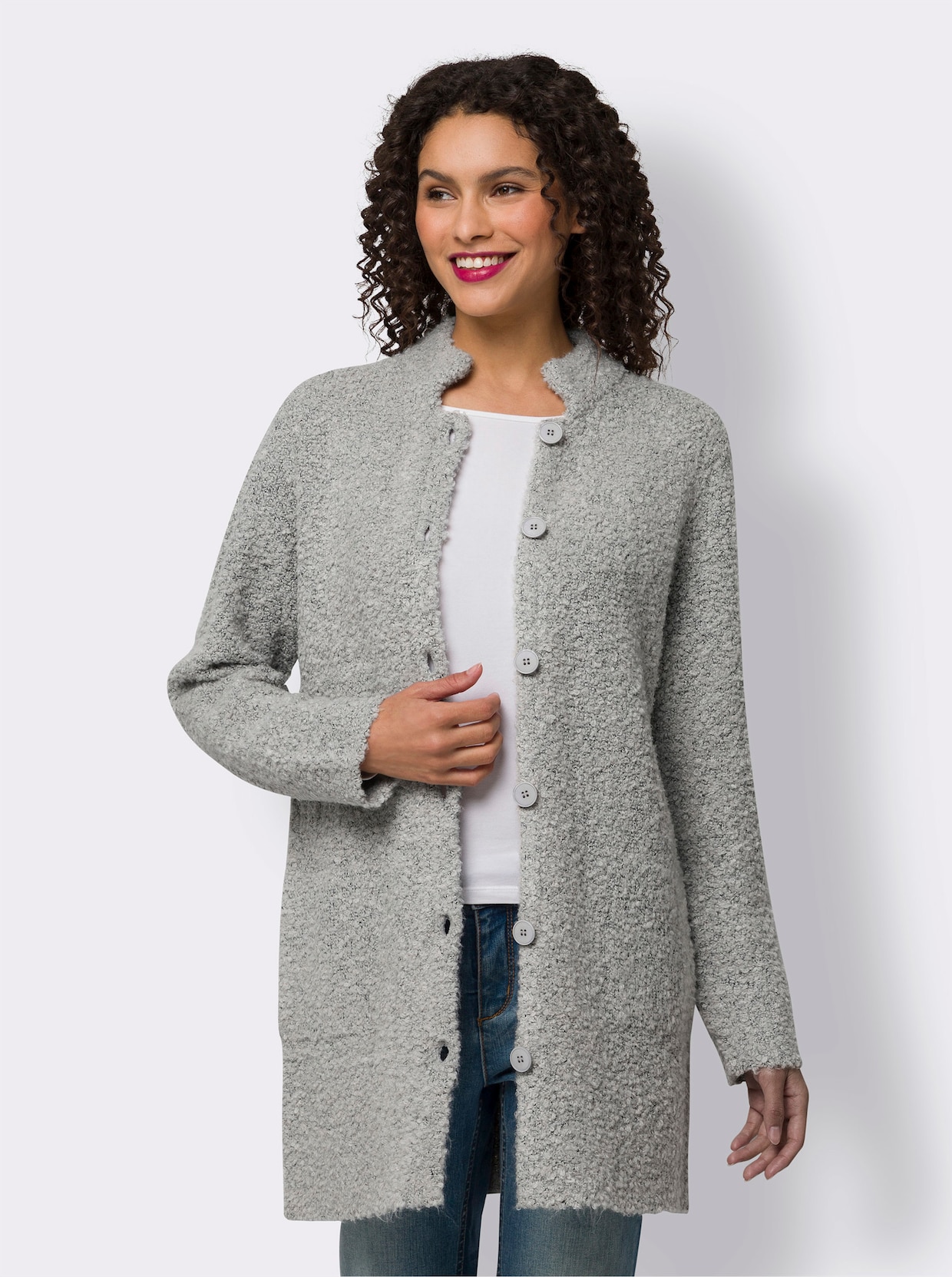 heine Longstrickjacke - hellgrau-meliert