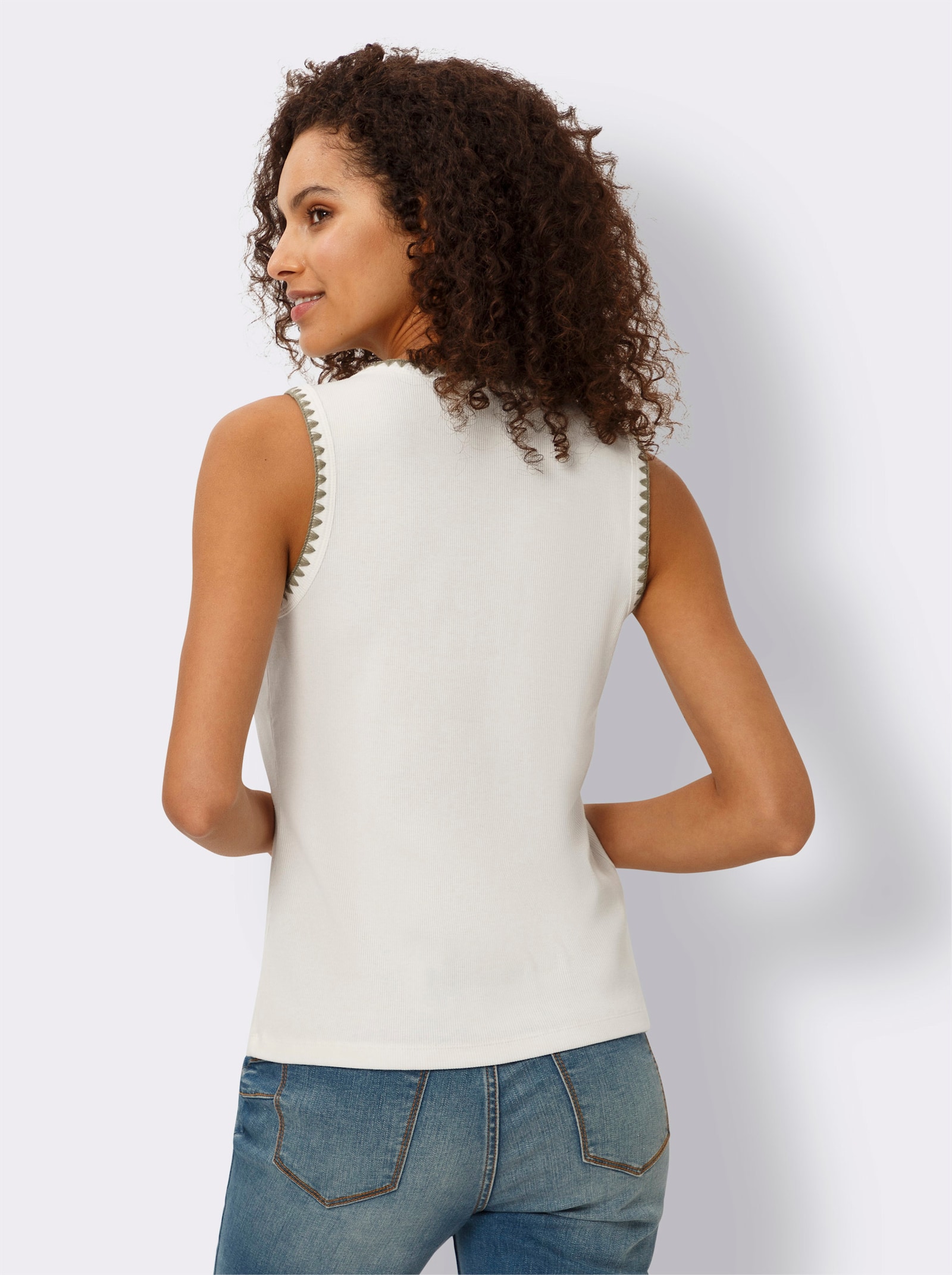 heine Shirttop mit Häkel-Abschlüssen - ecru