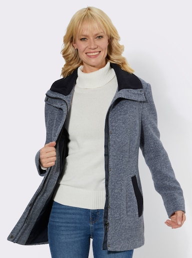 Longjacke mit Strickeinsätzen - rauchblau-meliert