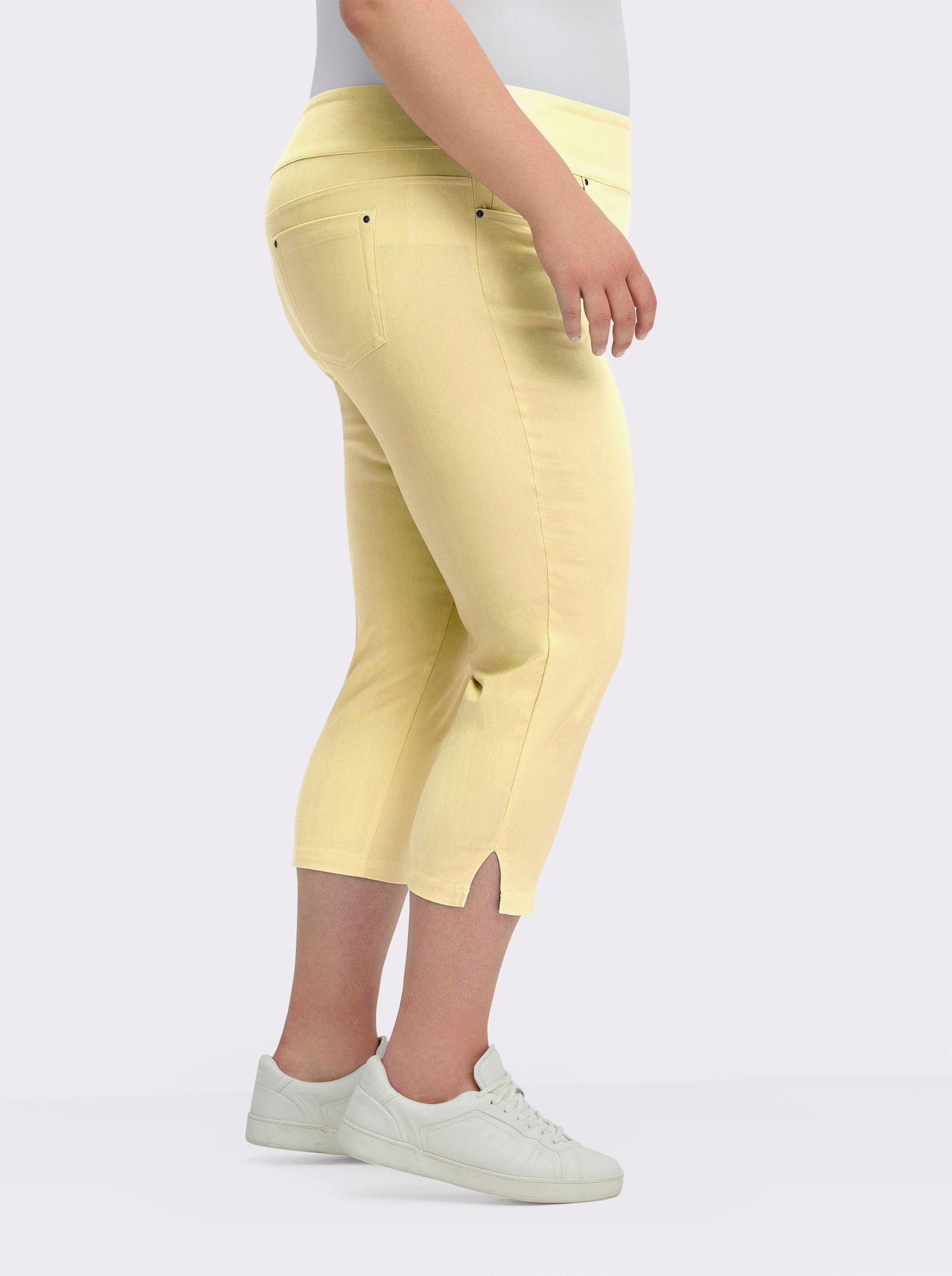 Stretch-Hose in Wadenlänge - vanillegelb