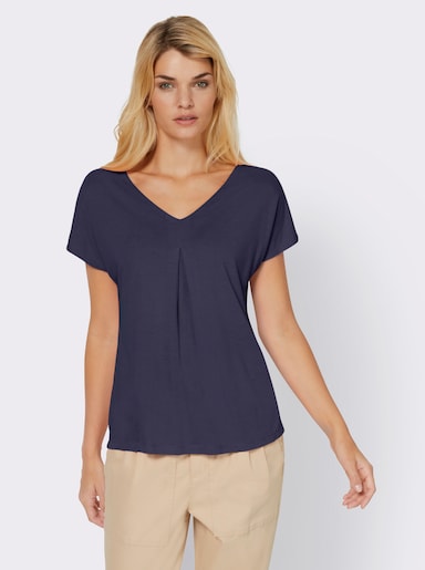 heine Kurzarmshirt mit Falte vorne - nachtblau