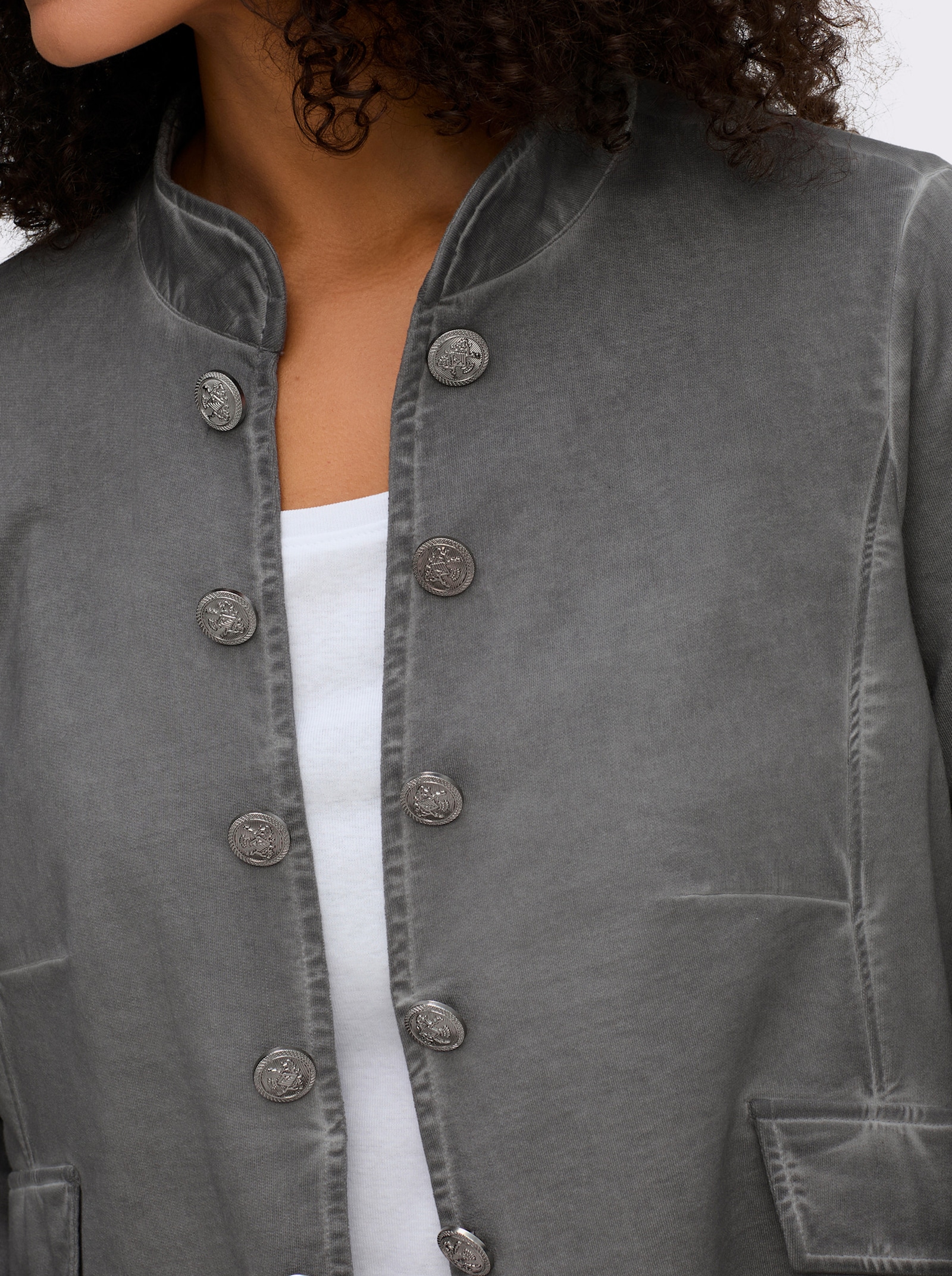 Sweatjacke in Oil-dyed-Optik - grau