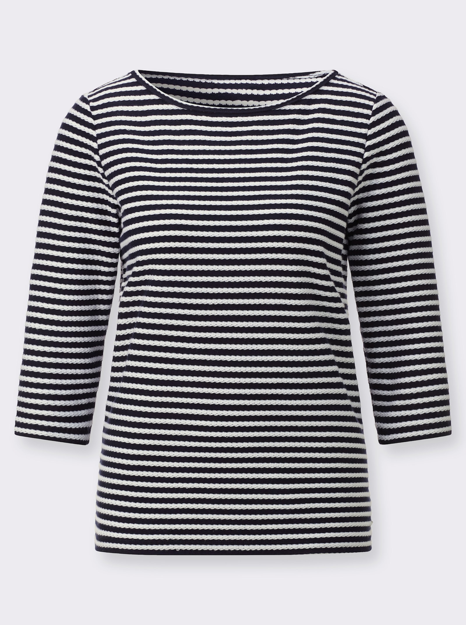 Pruh. tričko s lodičk. výstrihom - námornícka-biela-pruhovaná