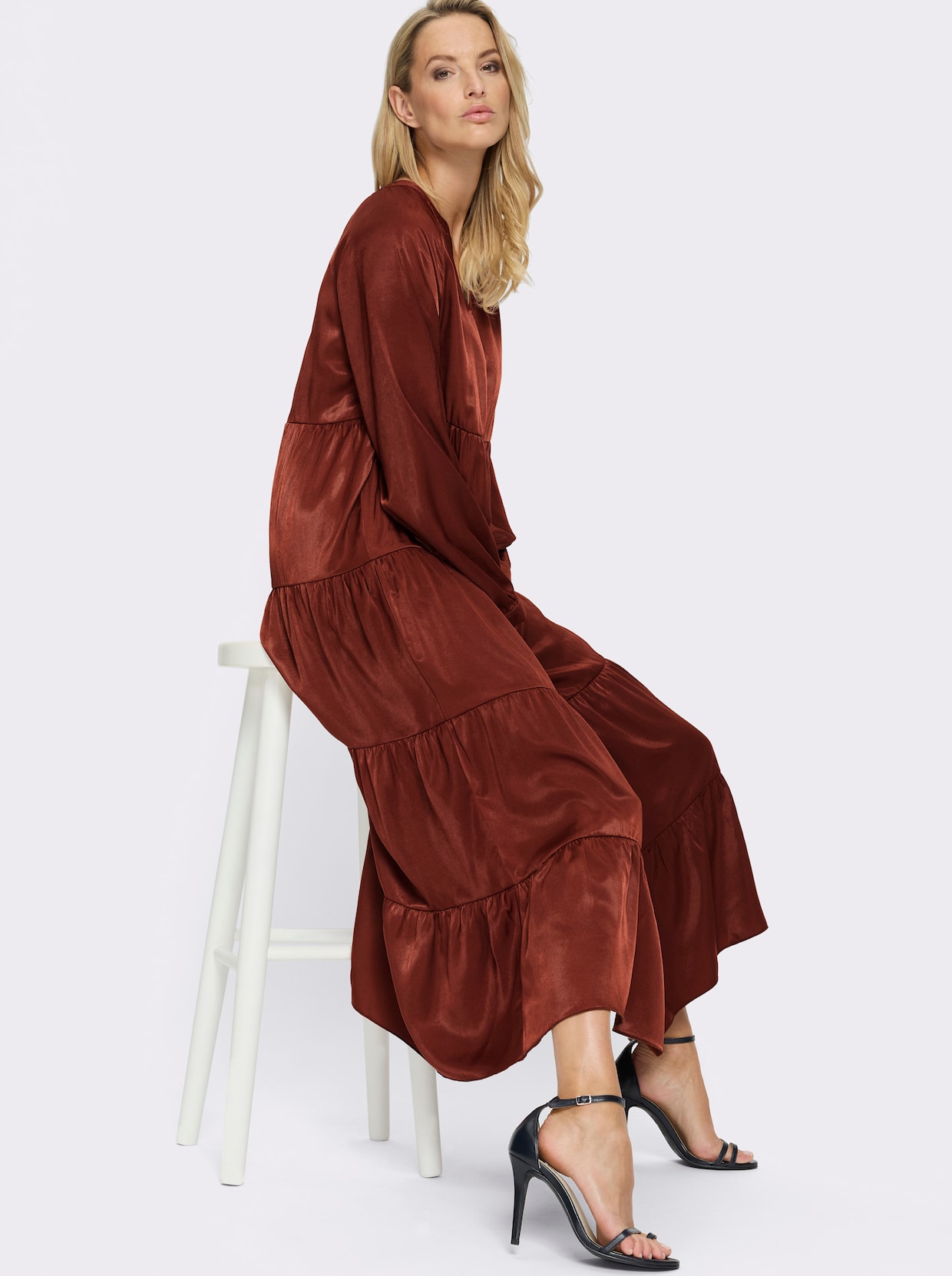 heine Webkleid - rotbraun