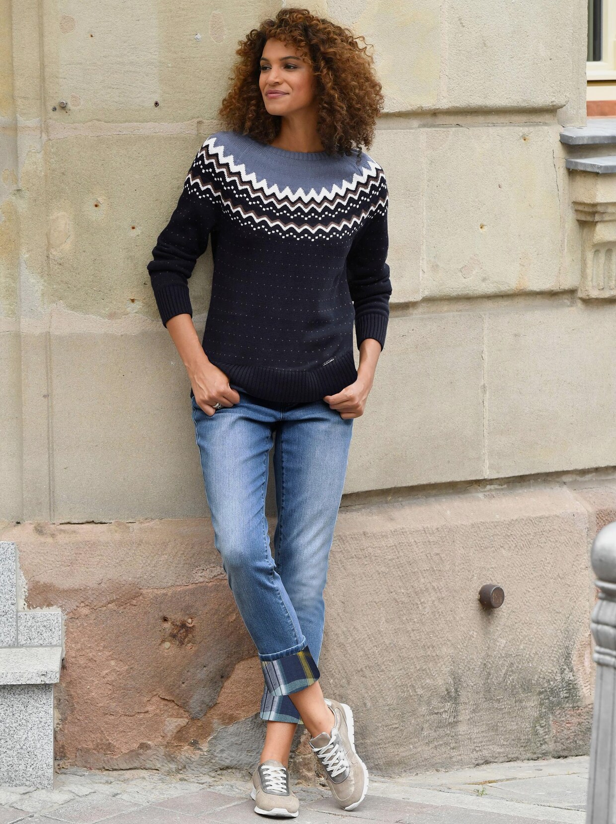 Norwegerpullover - marine-bleu-gemustert