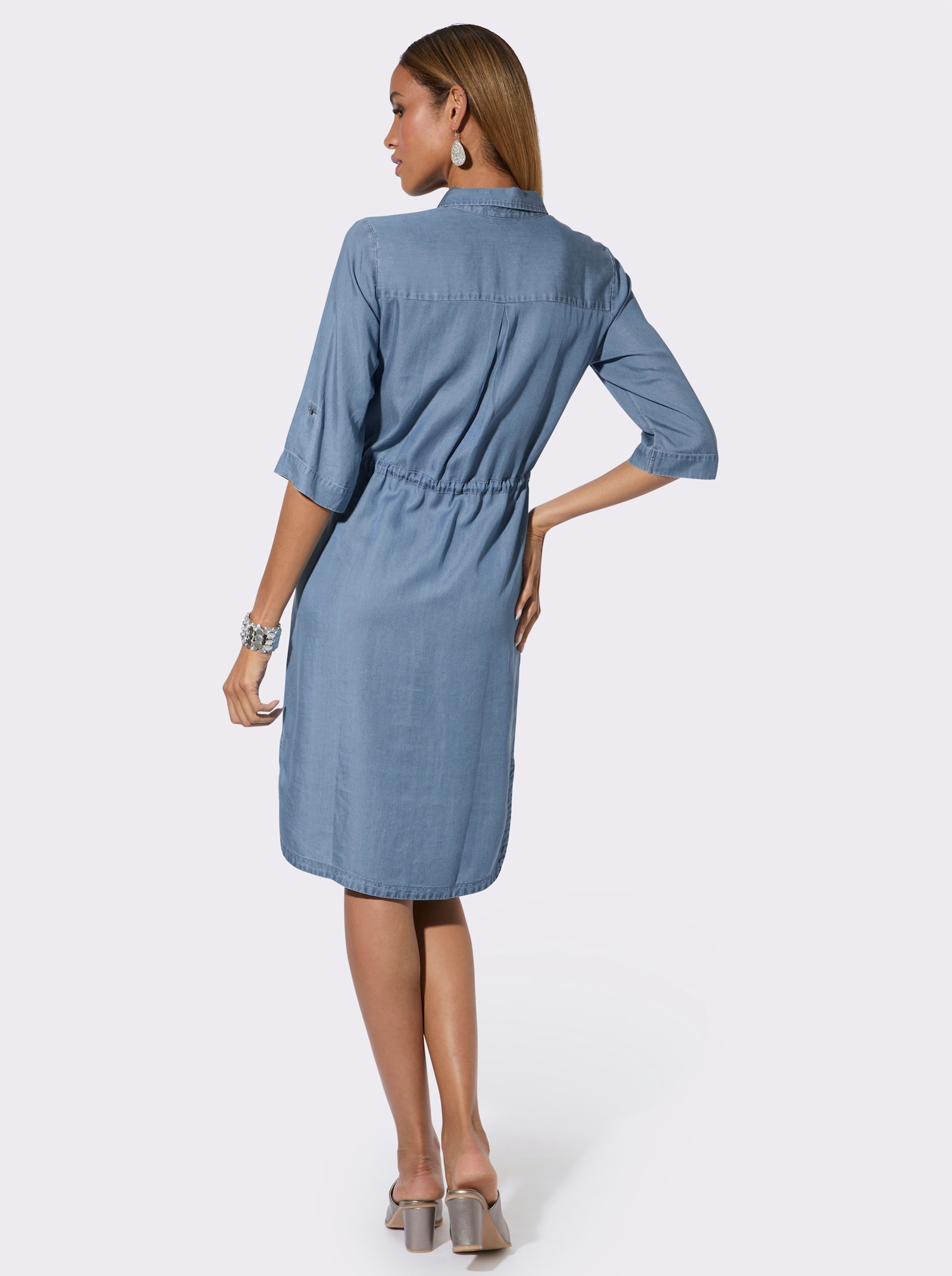 Jeanskleid mit Falte hinten - blue-bleached