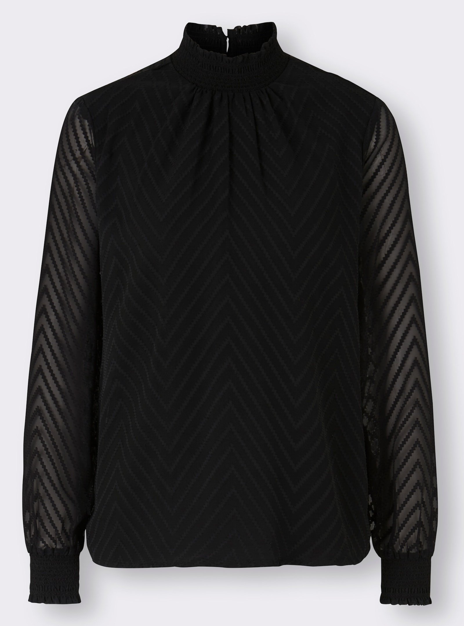 heine Langarmbluse mit Zickzack-Nähten - schwarz