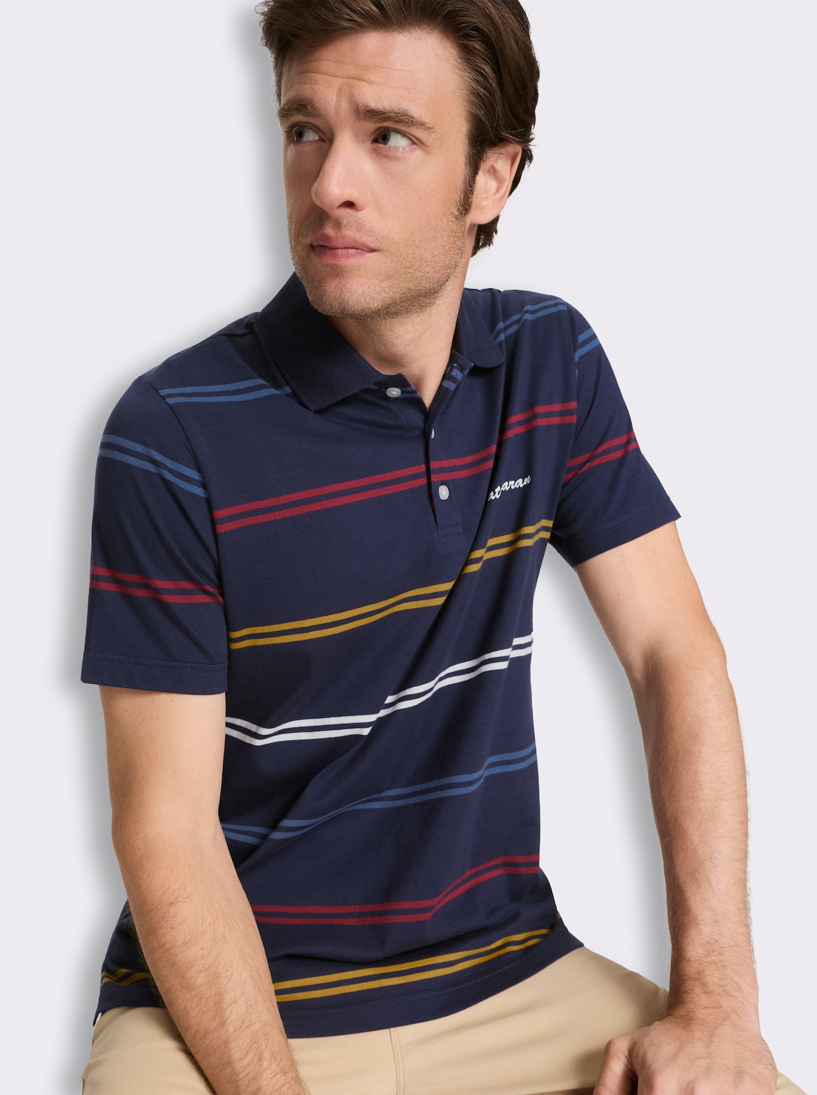 Poloshirt mit Streifen - marine-gestreift