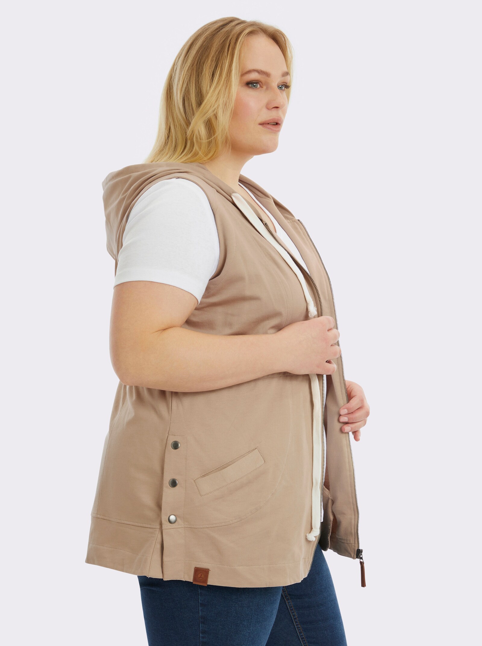 Longweste aus reiner Baumwolle - sesam